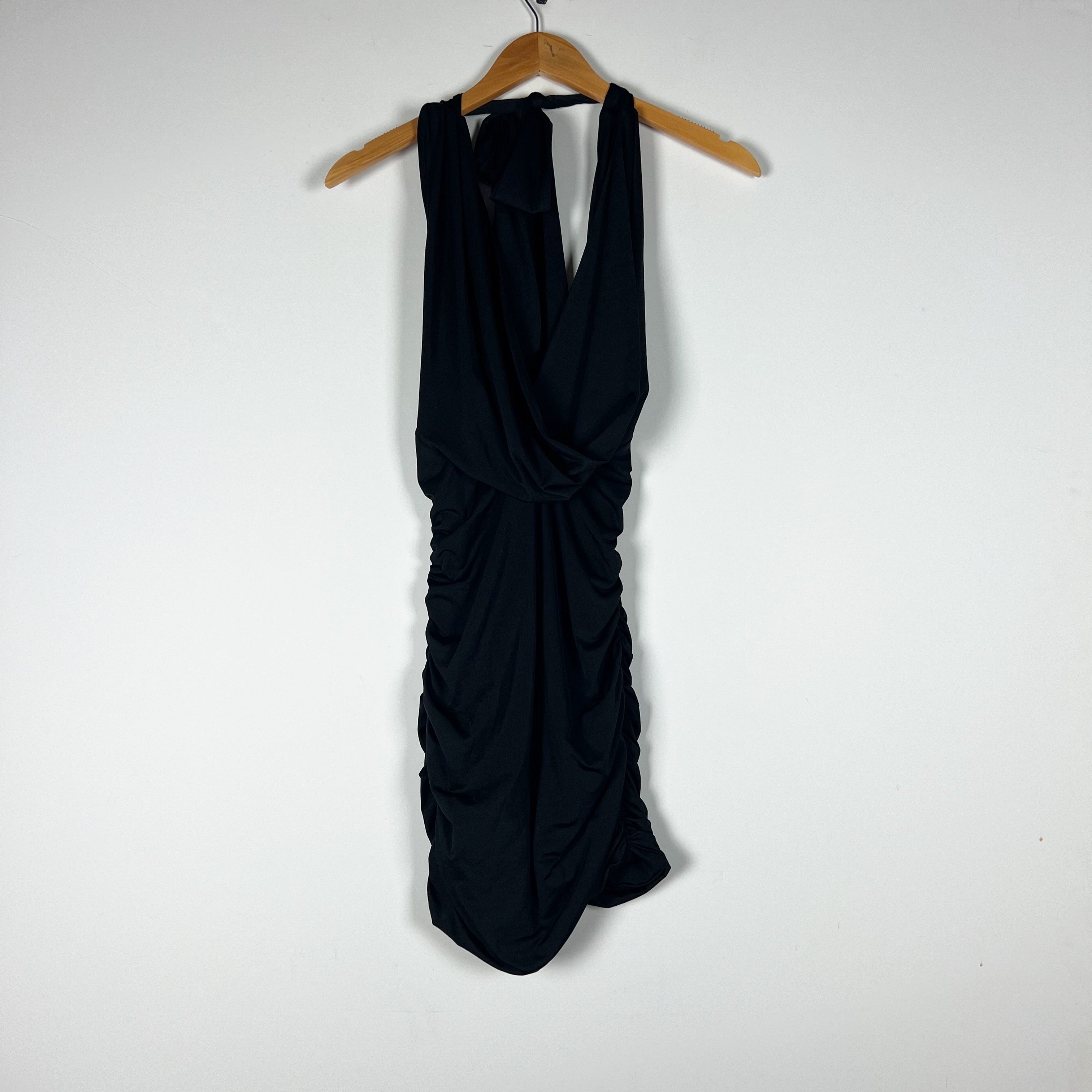 Nookie Illegal Halter Ruched Stretch Knit Halterneck Mini Cocktail Party Dress S