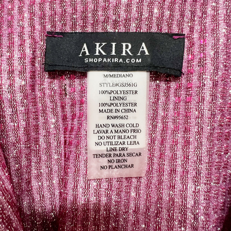 Akira Women's Pink Glitter Sparkle Embellished Double Breasted Blazer Jacket M