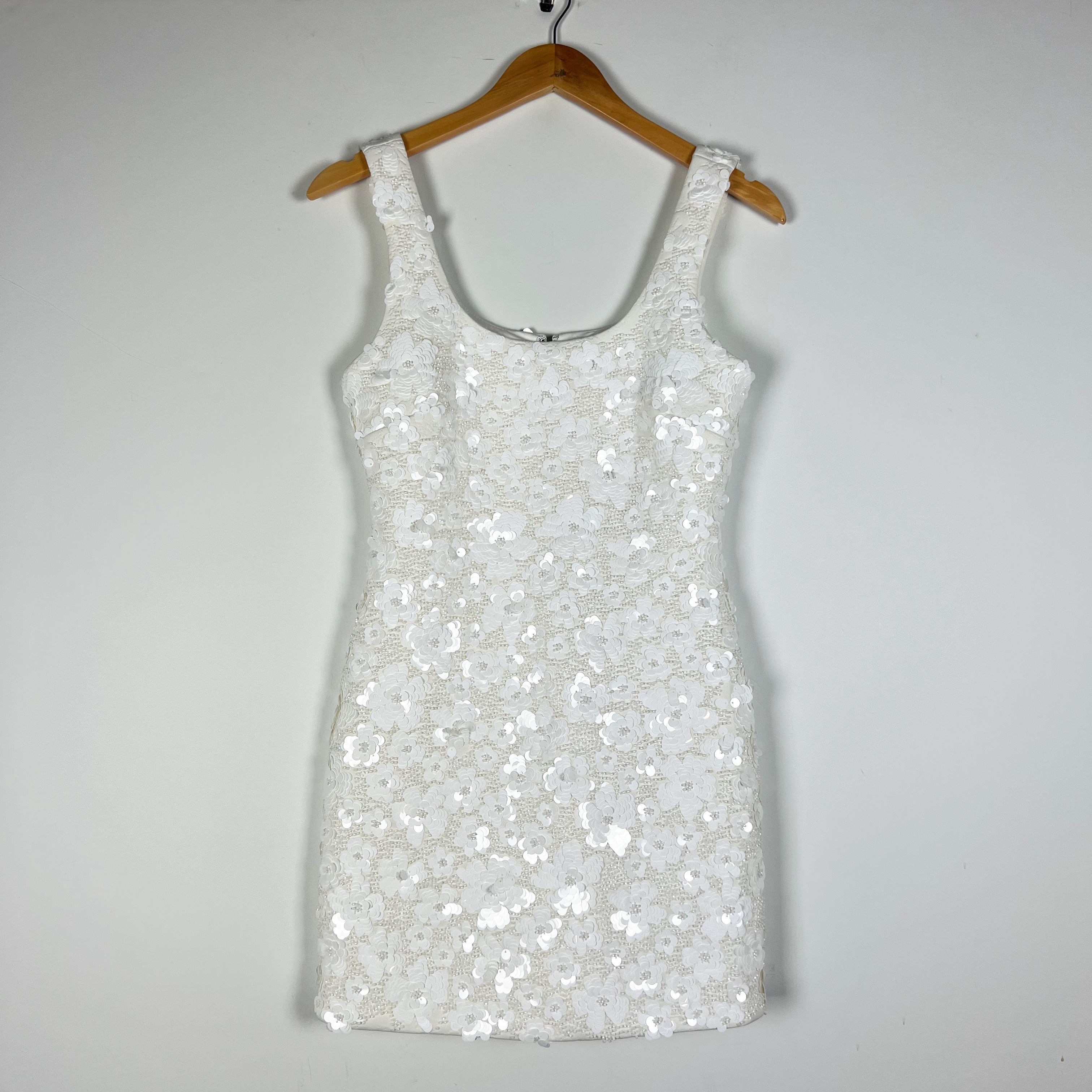 NEW Michael Kors Floral Sequin Floral Embellished Stretch Scuba Mini Dress XS