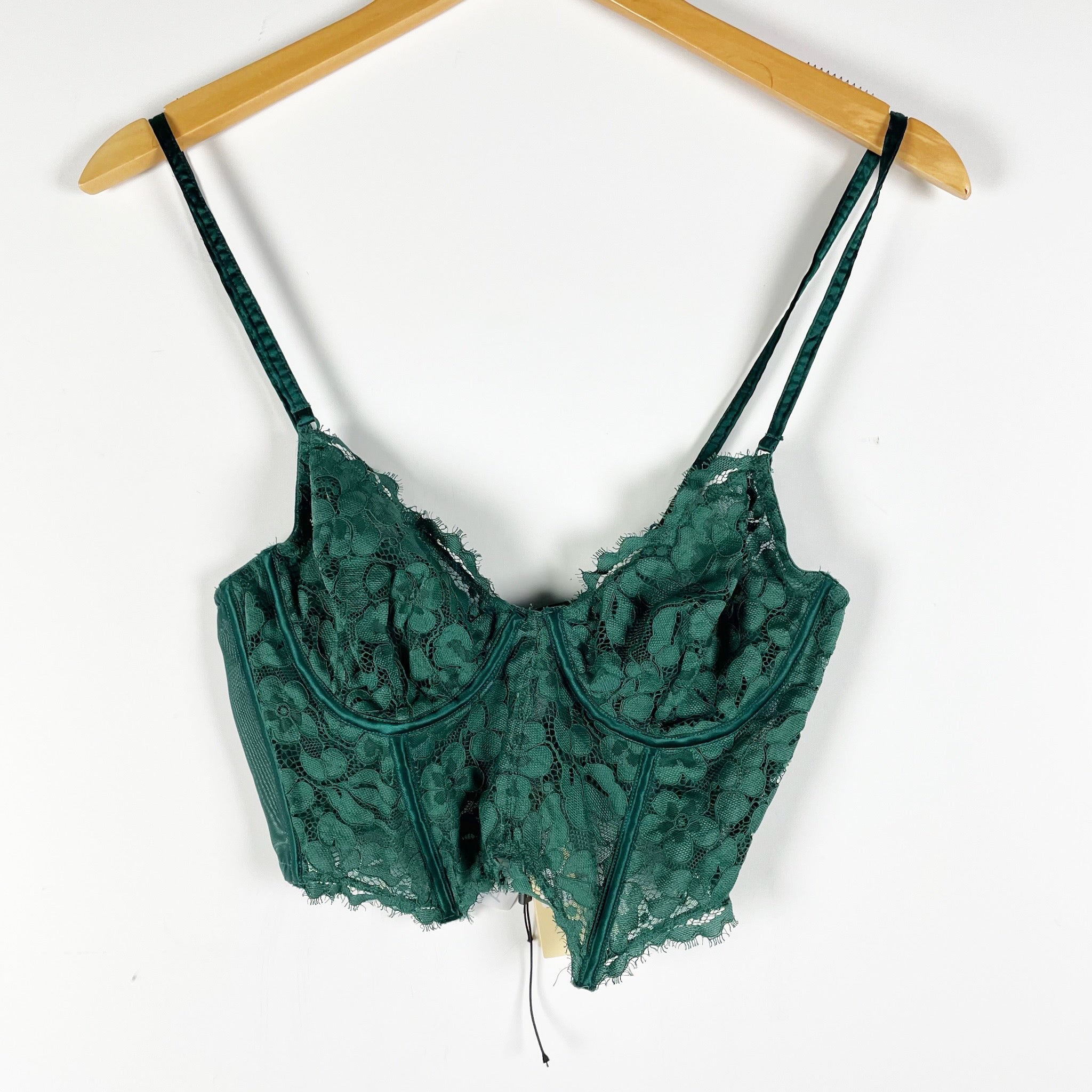 NEW Cosabella Magnolia Longline Allover Lace Underwire Lingerie Bra Congo Green