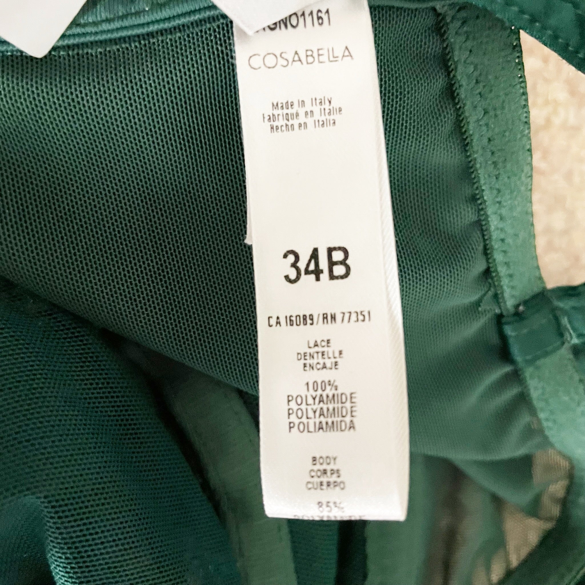 NEW Cosabella Magnolia Longline Allover Lace Underwire Lingerie Bra Congo Green