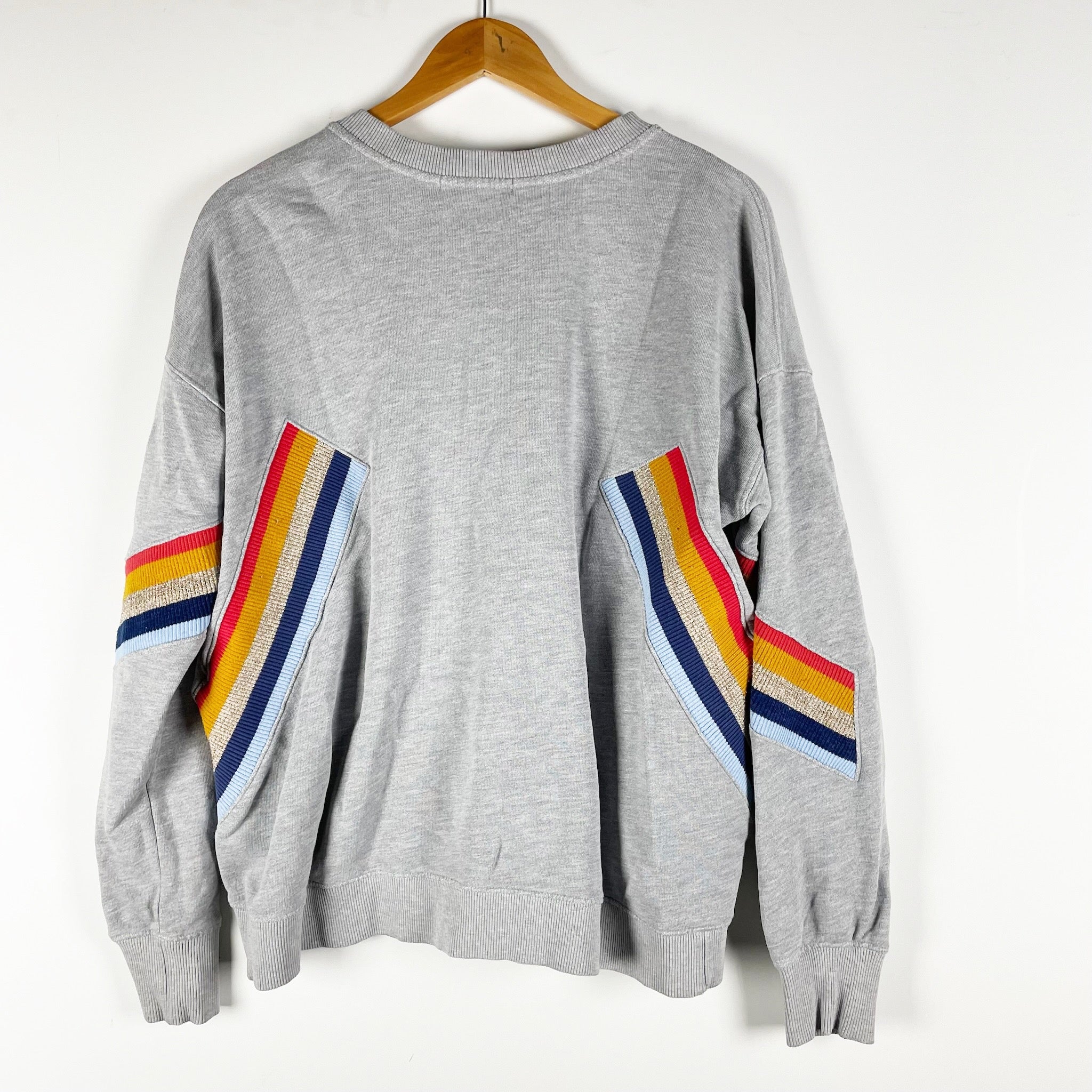 Spiritual Gangster Women's Heart Stripe Rainbow Crew neck Pullover Sweatshirt M
