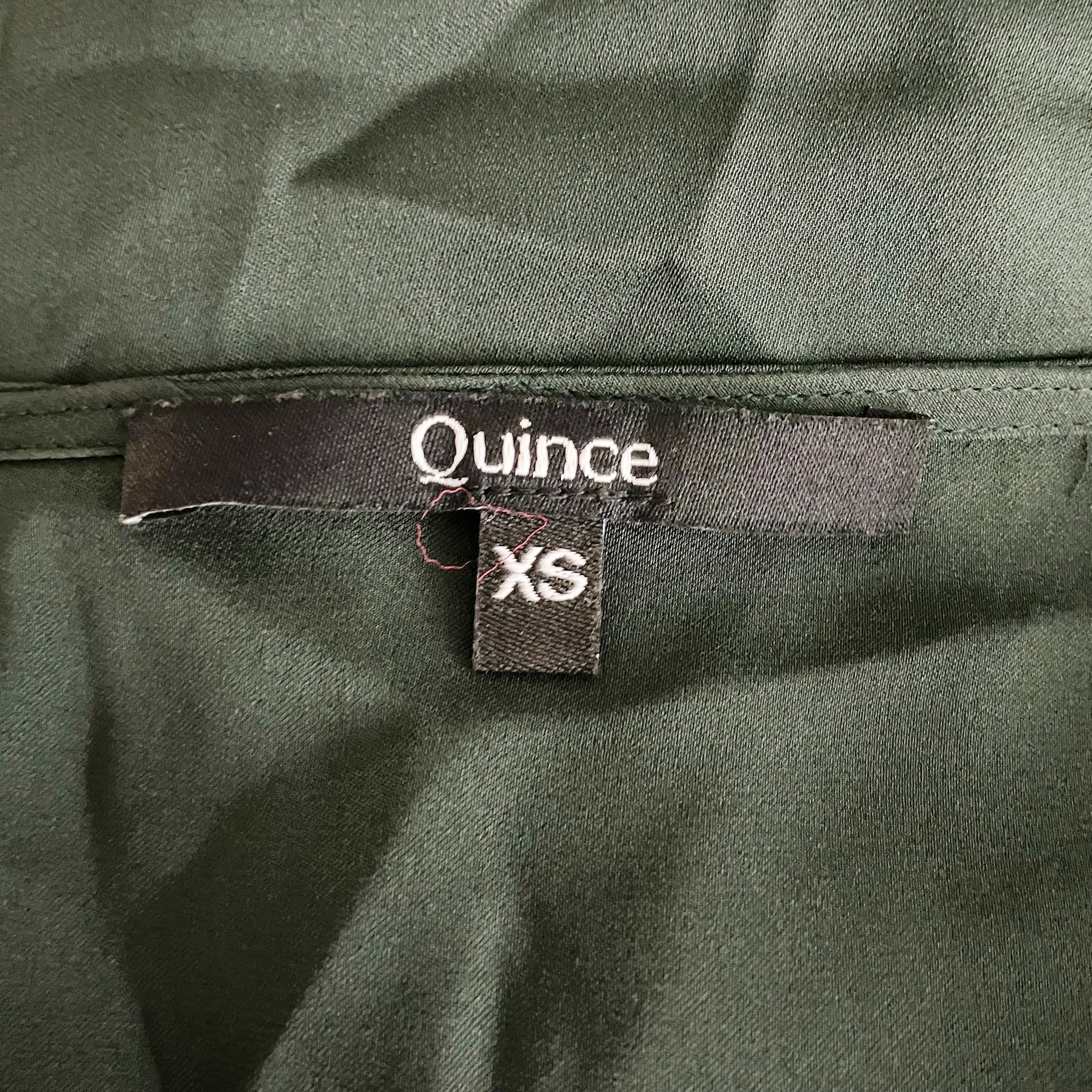 Quince Washable Stretch Silk Satin V Neck Cami Tank Top Forest Green XS