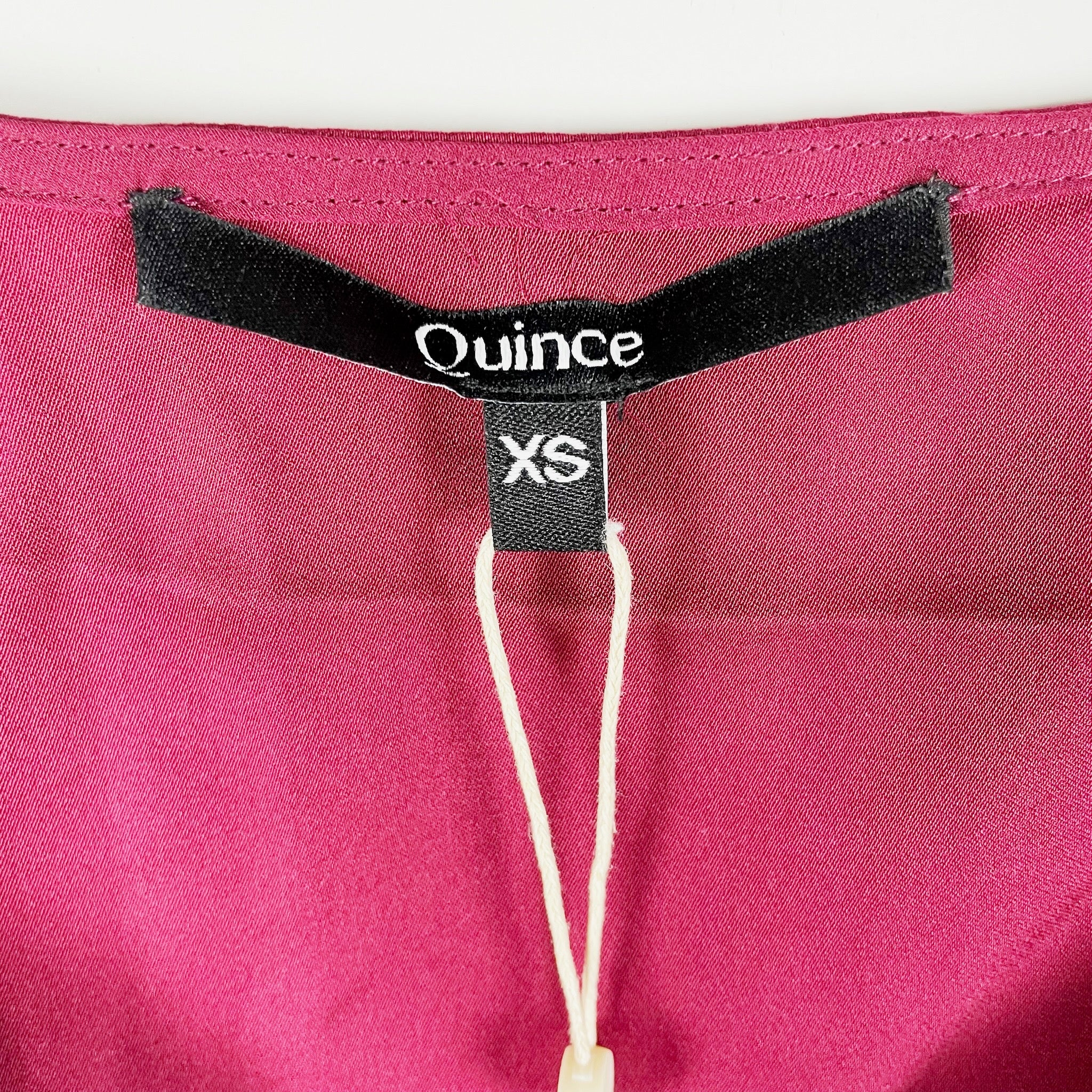 NEW Quince Washable Stretch Silk Satin V Neck Cami Tank Top Burgundy XS