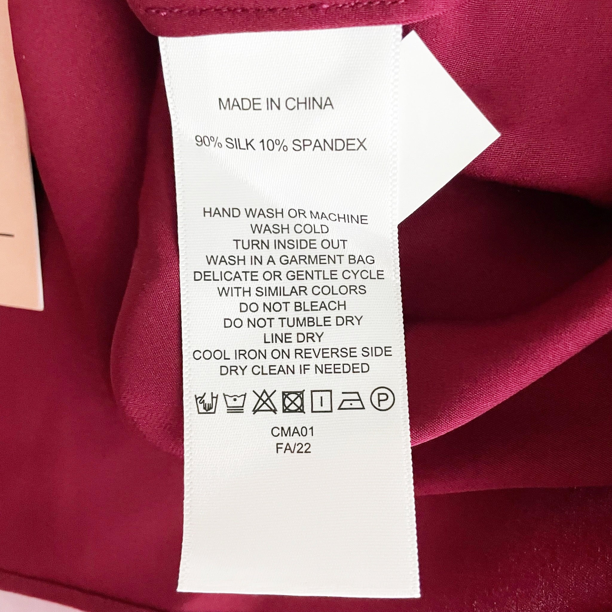 NEW Quince Washable Stretch Silk Satin V Neck Cami Tank Top Burgundy XS
