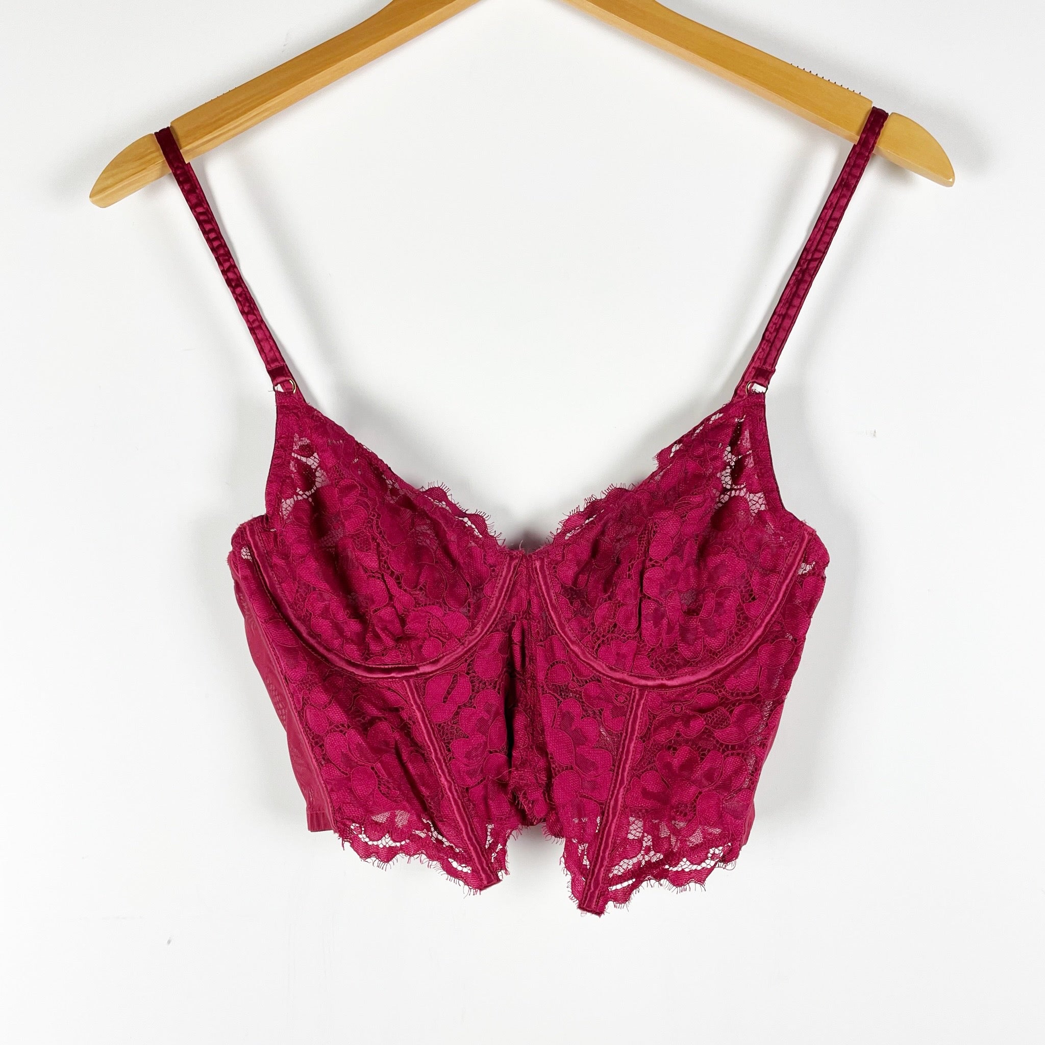 Cosabella Magnolia Longline Allover Lace Underwire Lingerie Bra Red 34B