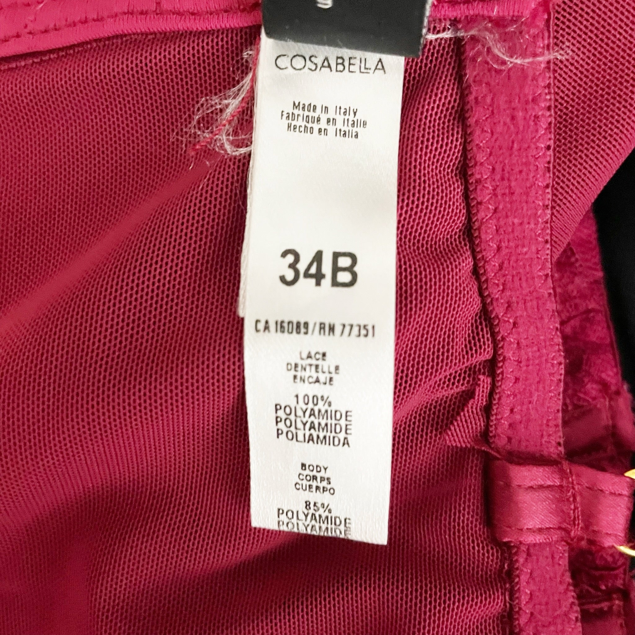Cosabella Magnolia Longline Allover Lace Underwire Lingerie Bra Red 34B