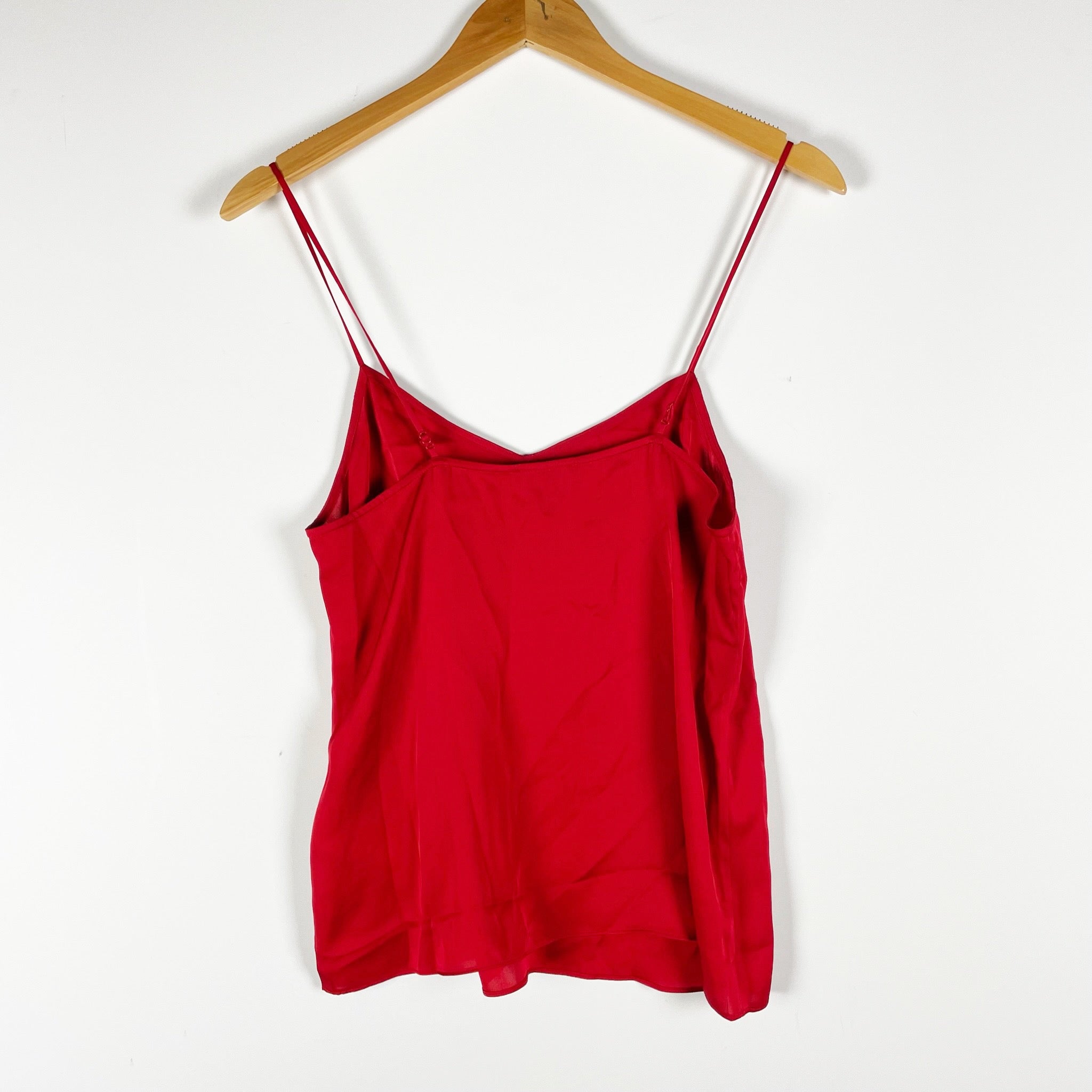 Quince Washable Stretch Silk Satin V Neck Cami Tank Top Salsa Red XS