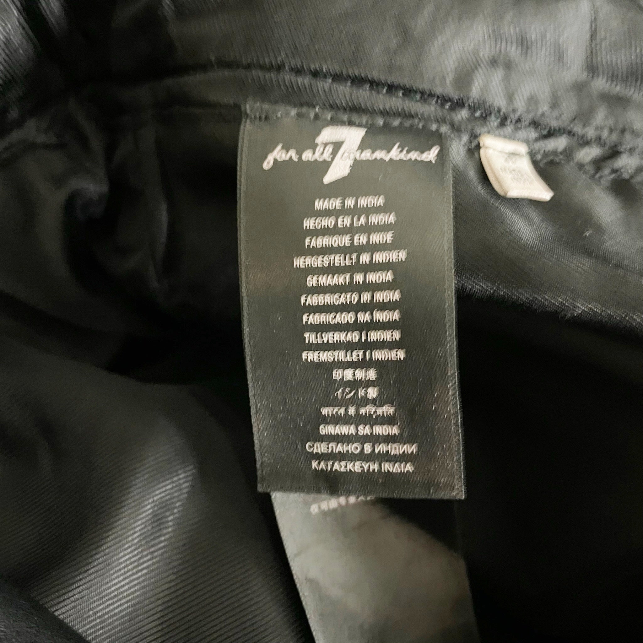 7 For All Mankind Genuine Leather High Rise Mini Hot Shorts Black 26