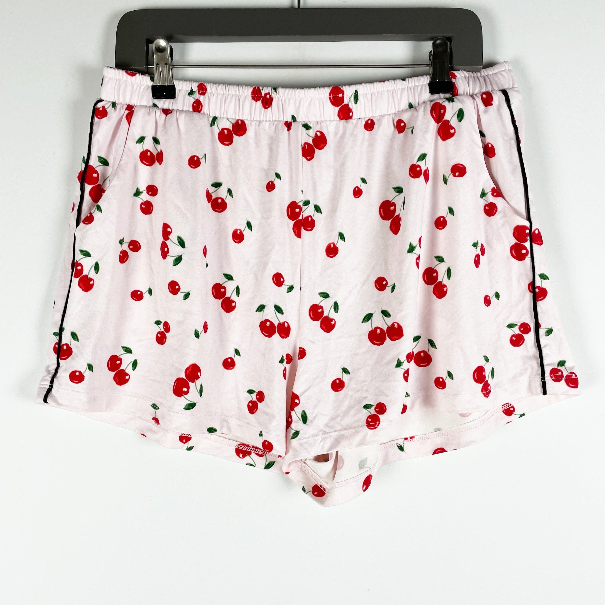 Mason Grey Cherry On Top Fruit Print Pattern Lounge Pajama Mini Pull On Shorts L