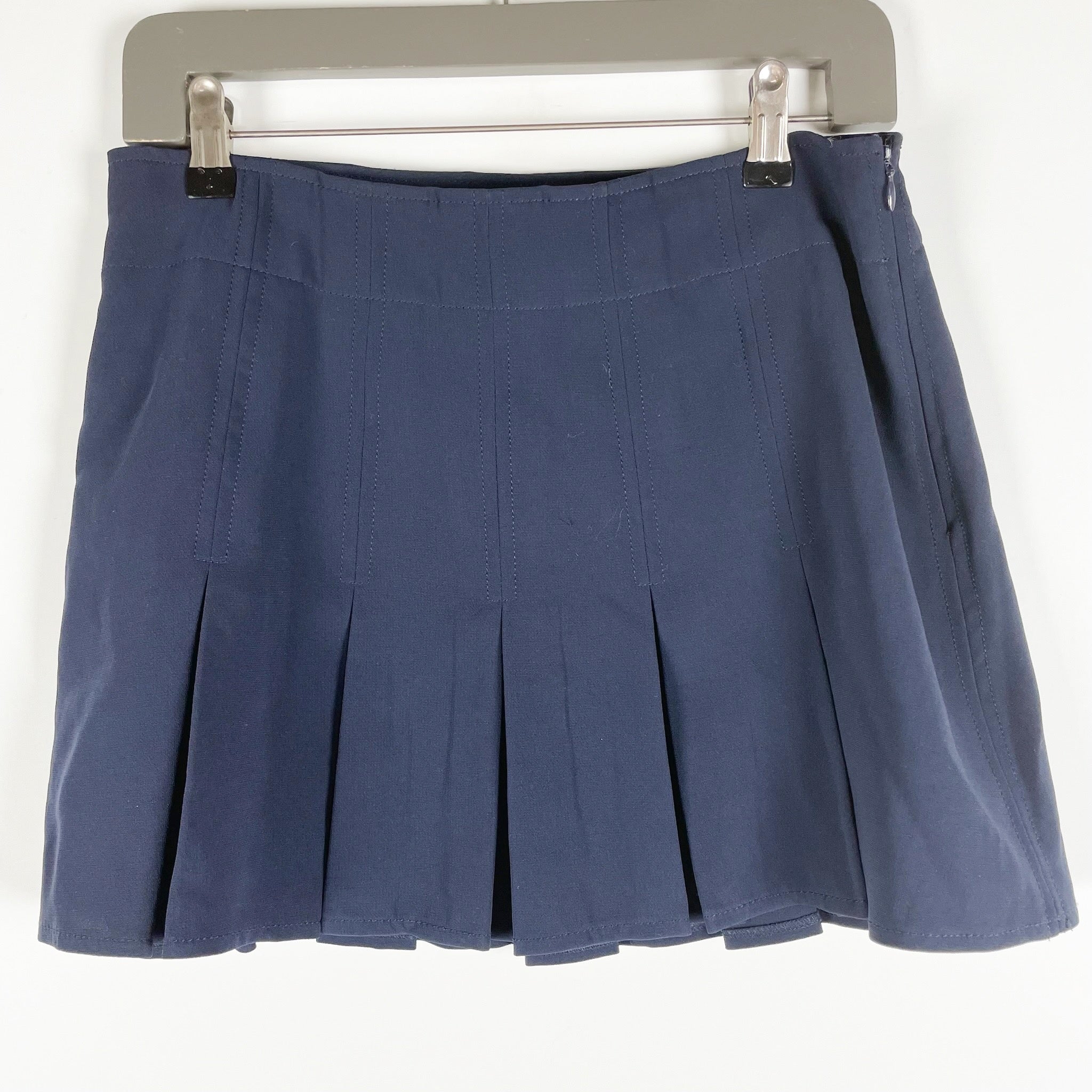 Cinq A Sept Low Rise Pleated Chiffon Mini Skirt Navy Blue 2