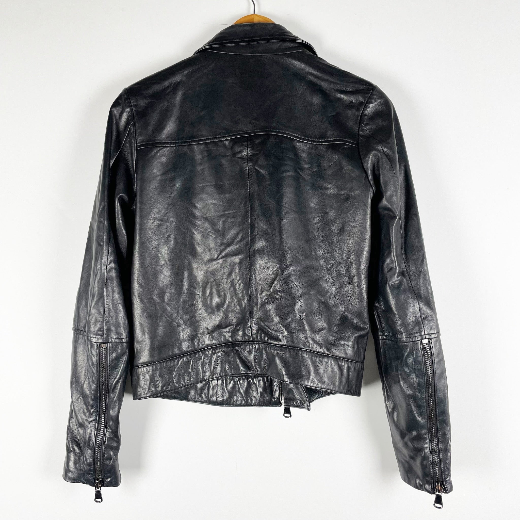 J Brand Women's Letty Genuine Lamb Leather Full Zip Moto Jacket Black Small