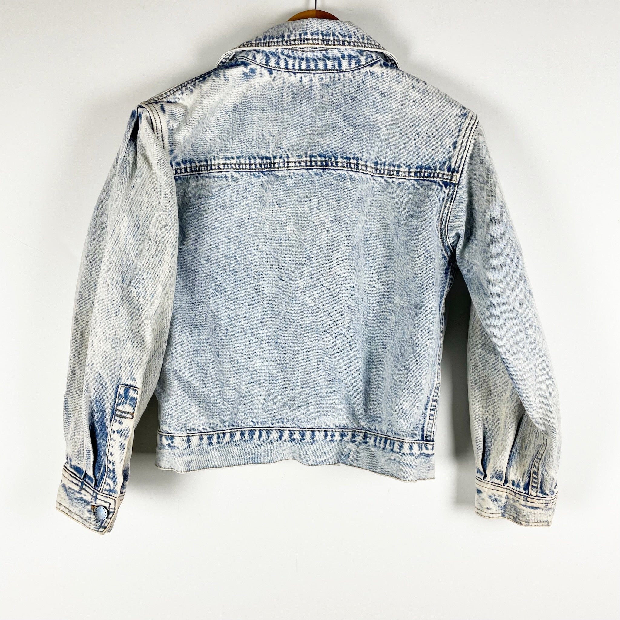 Alice And Olivia Dean Boxy Cropped Cotton Button Front Jean Denim Jacket Acid XS