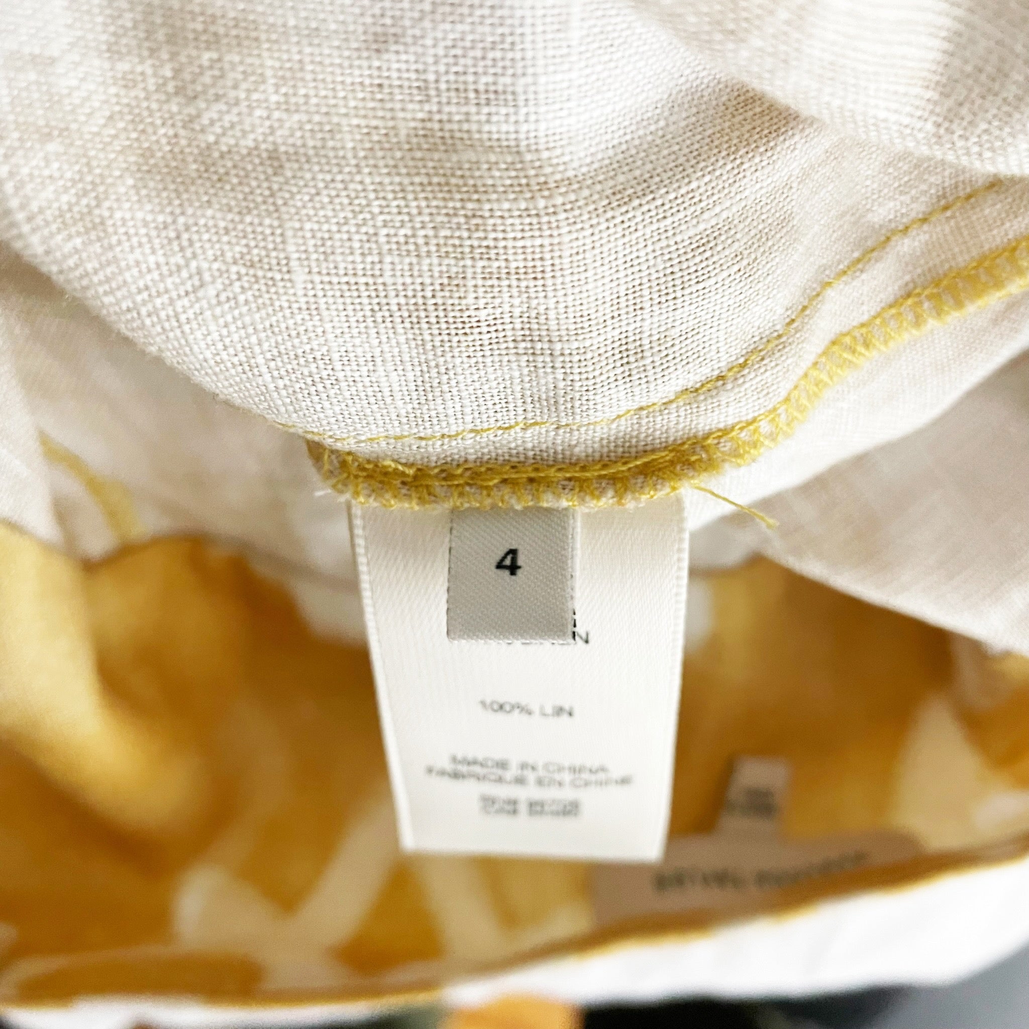 Rebecca Taylor Paper Fleur Button Front Linen Tank Top In Yellow Ginger Combo 4