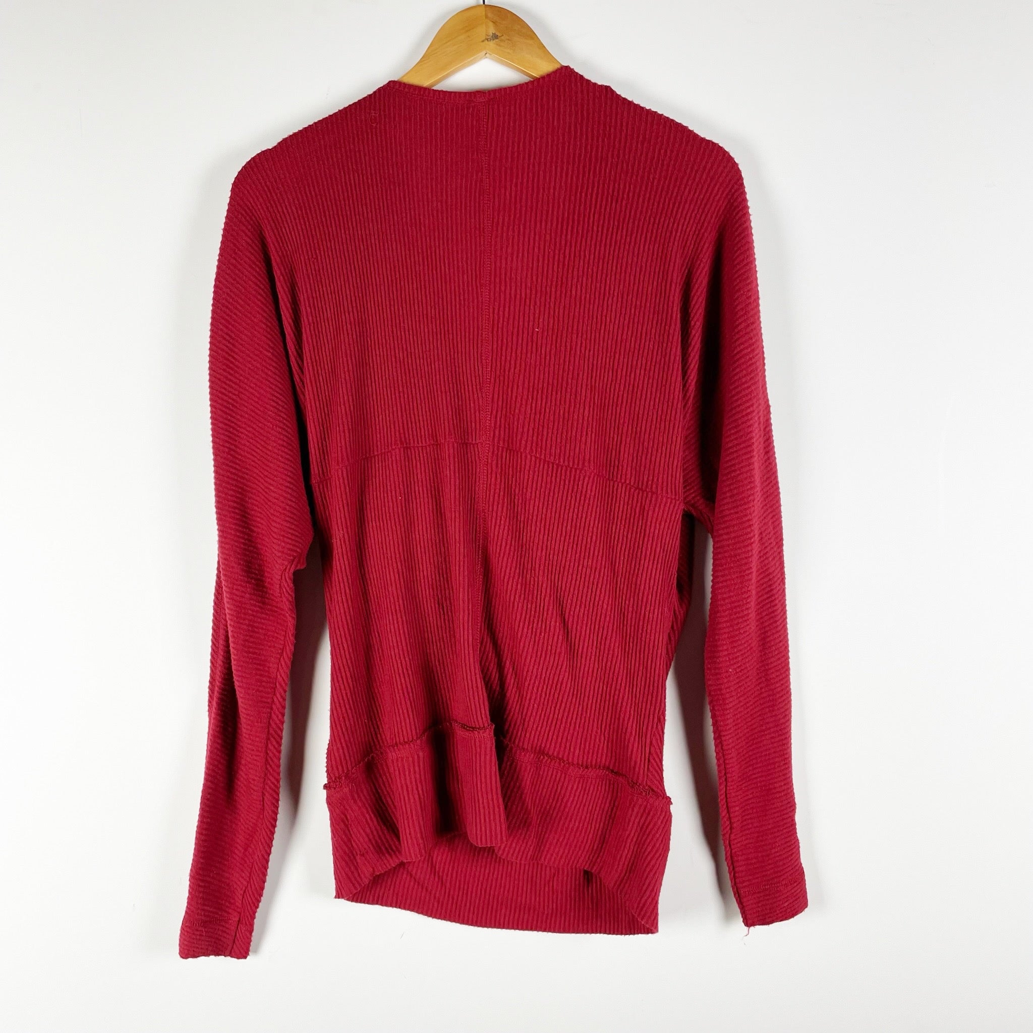 Free People Cozy With You Deep V Neck Faux Wrap Pullover Sweater Red XS