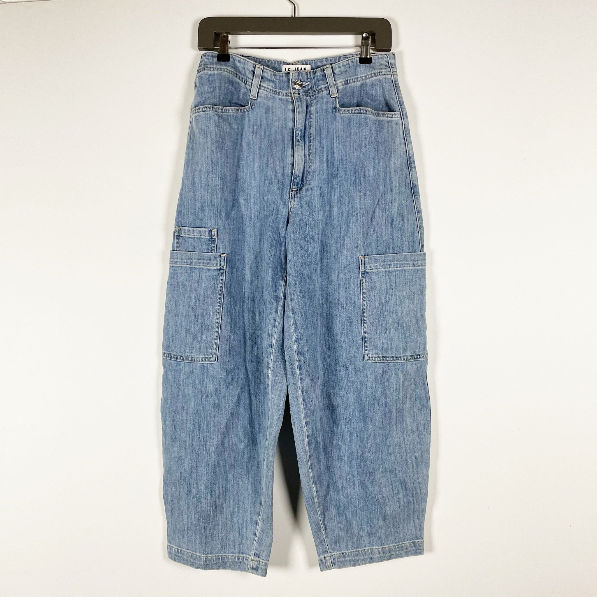 Le Jean Goldie Balloon Cargo Multi Pocket Cargo Denim Pants French Blue 27