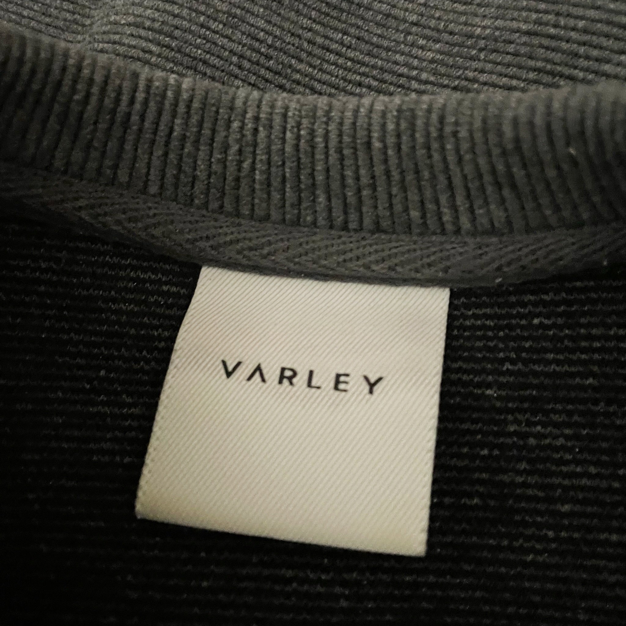 Varley Albret Mock Neck Cotton Ribbed Knit Stretch Pullover Mini Dress Charcoal