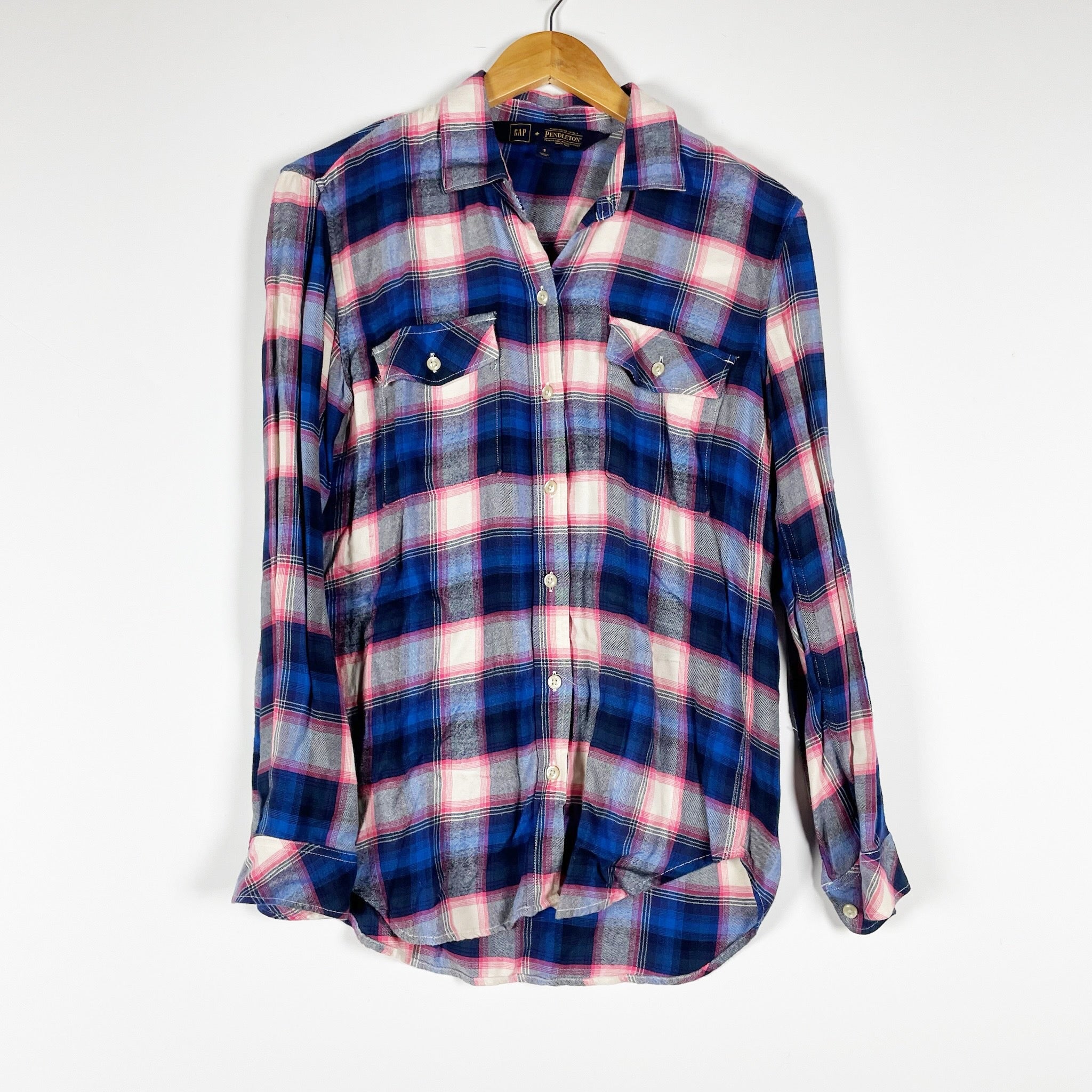 Gap x Pendleton Collared Button Front Long Sleeve Lightweight Flannel Blouse S