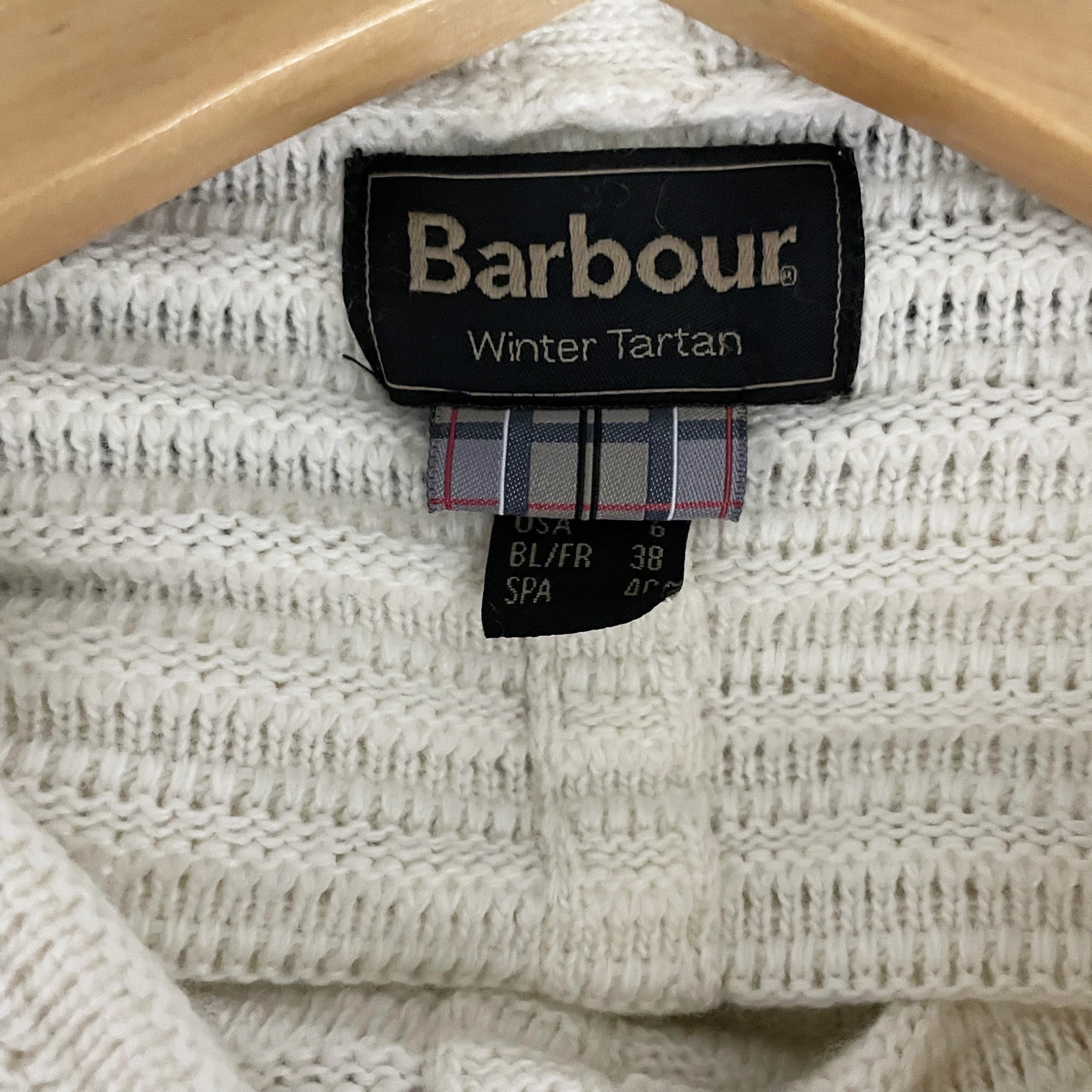 Barbour Linton Knit Wool Cashmere Blend Mock Neck Pullover Sweater Ivory 6