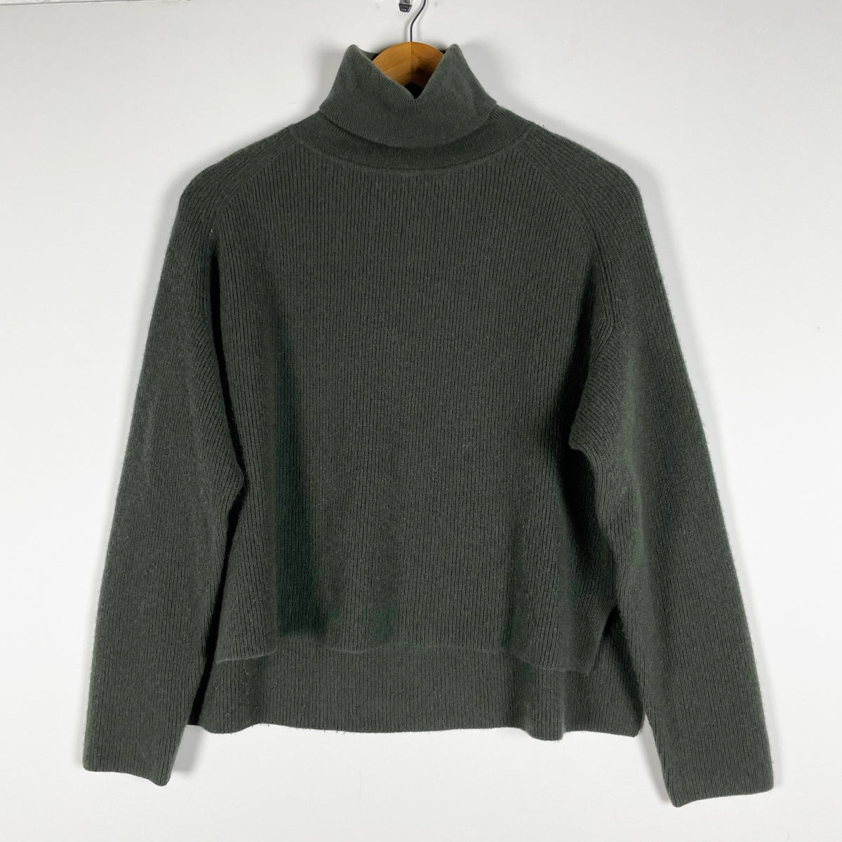 MM Lafleur Cashmere Knit Turtleneck Pullover Sweater Green Small