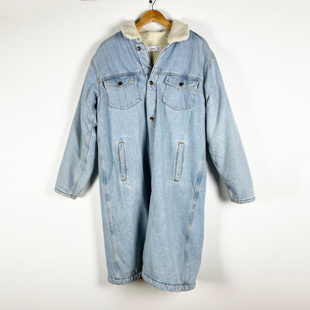 TNA Aritzia Denim Forum The '90s Ali Sherpa Oversized Coat Jacket Cotton Medium