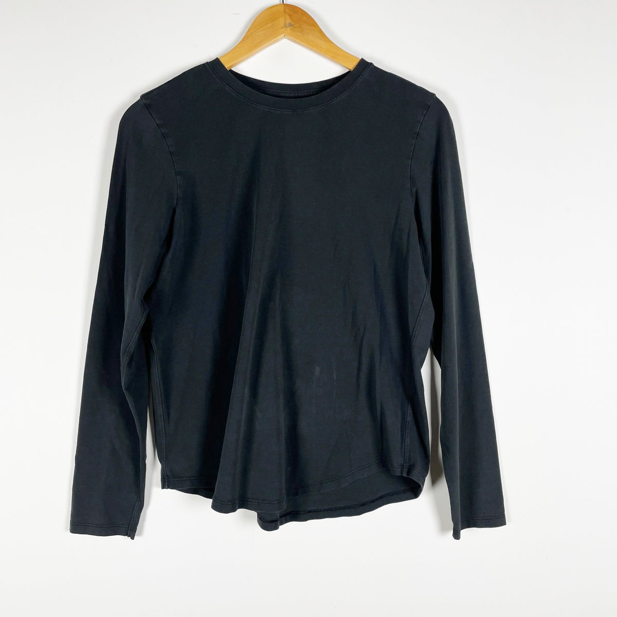 Lululemon Women's Cotton Crew Neck Long Sleeve Tee Shirt Solid Black M
