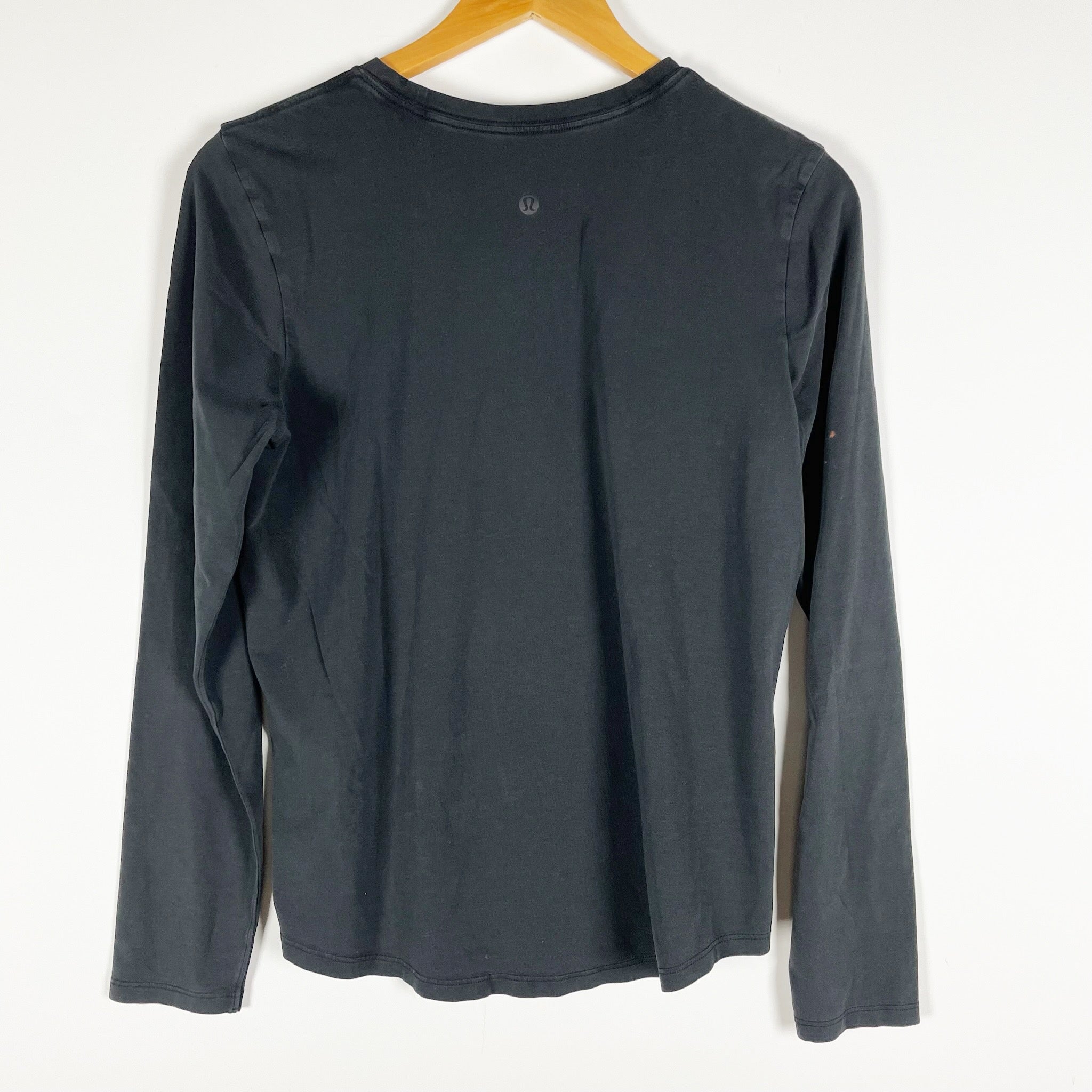 Lululemon Women's Cotton Crew Neck Long Sleeve Tee Shirt Solid Black M