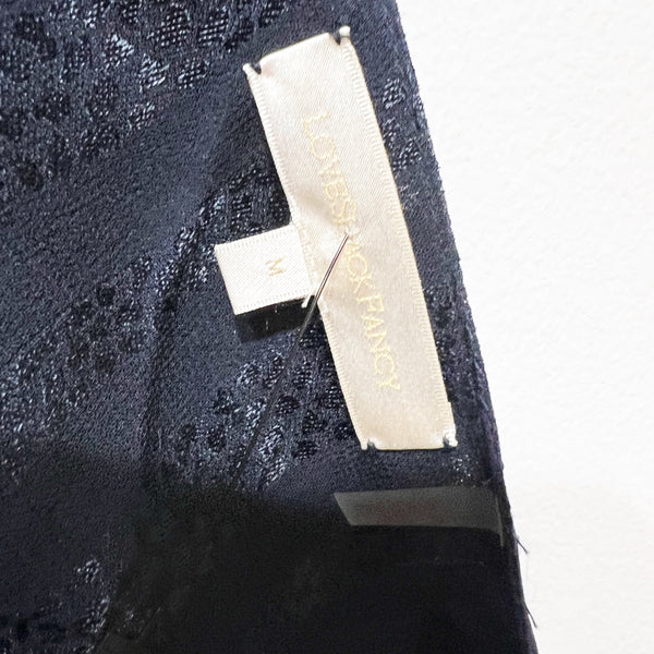 LoveShackFancy Rena Smocked Stretch Waist V Neck Ruffle Mini Dress Midnight M