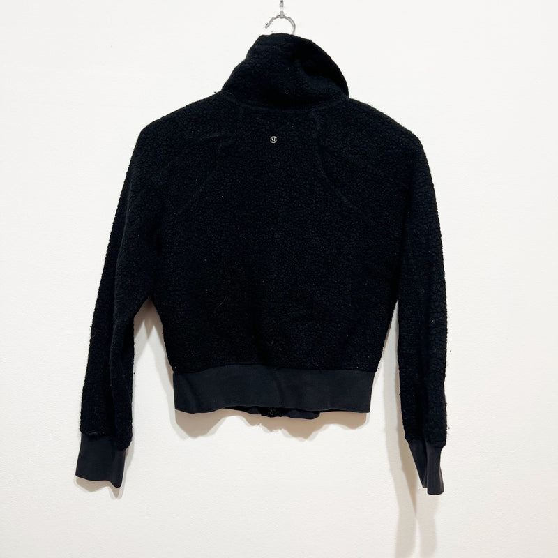 Lululemon Women's So Sherpa Teddy Wool Blend Full Zip Casual Jacket Black 4