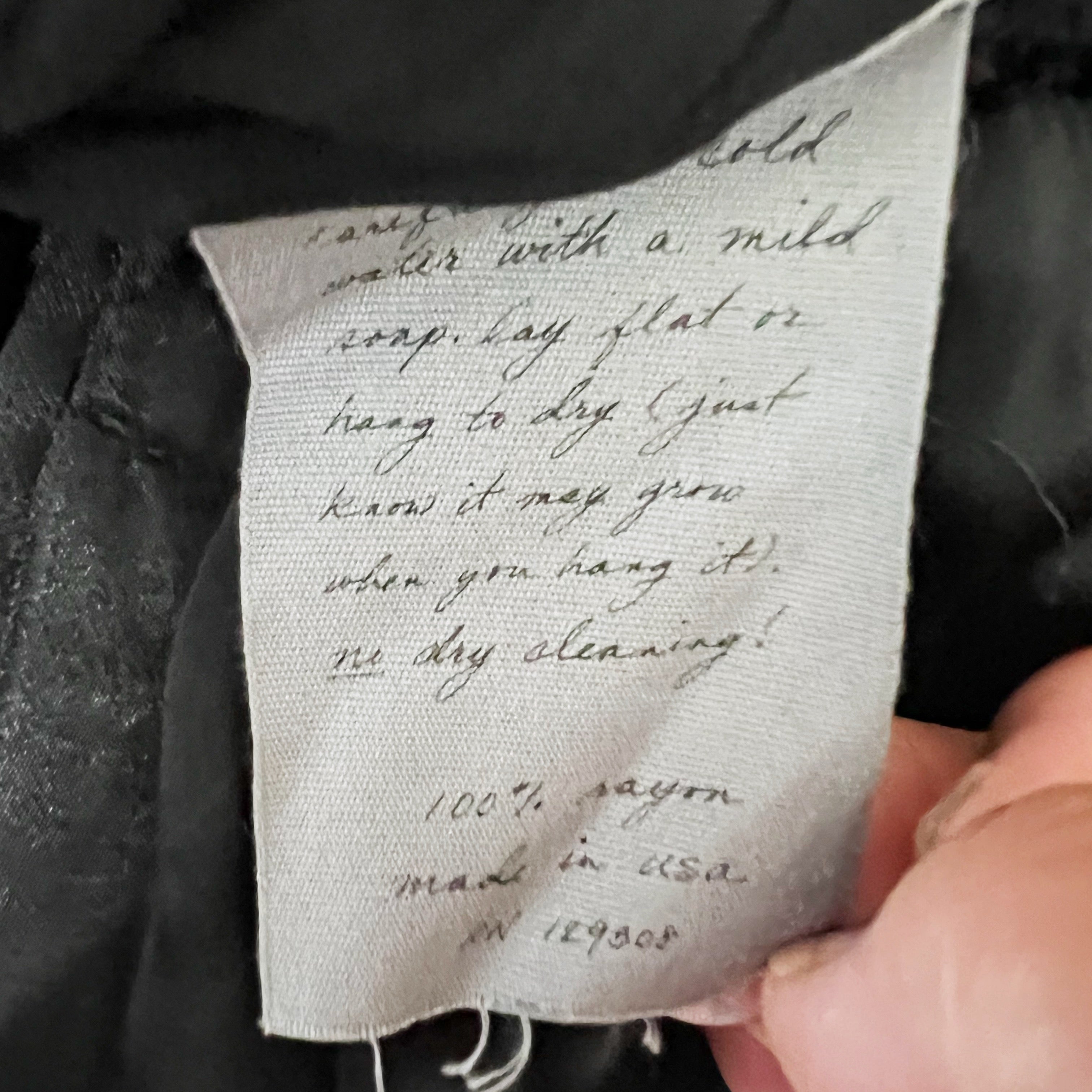 Raquel Allegra Satin Raw Edge Hem Waist Straight Leg Crop Mid Rise Pants Black 2