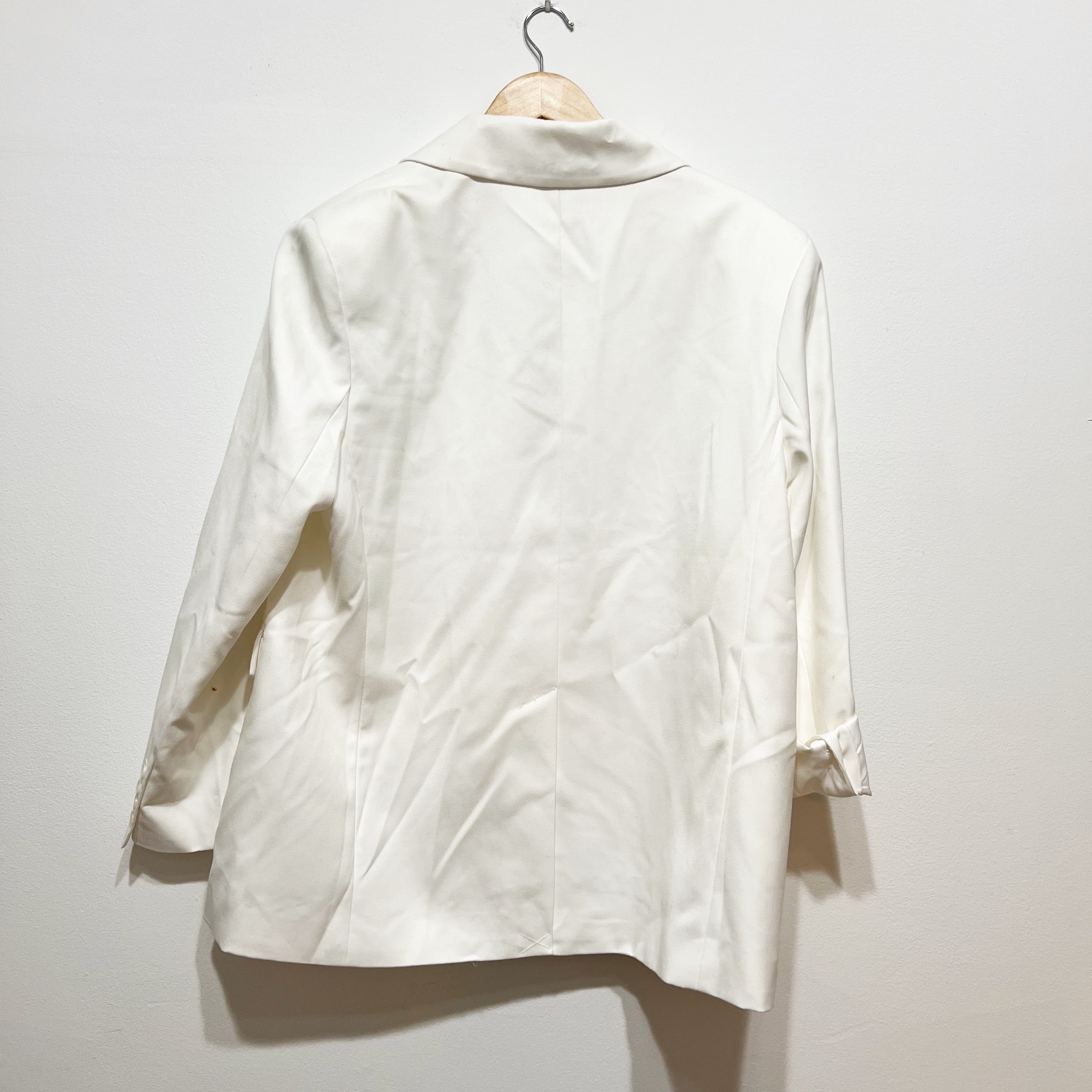 Dissh Women's Harley White Oversized Two Button Boyfriend Blazer Jacket White 10