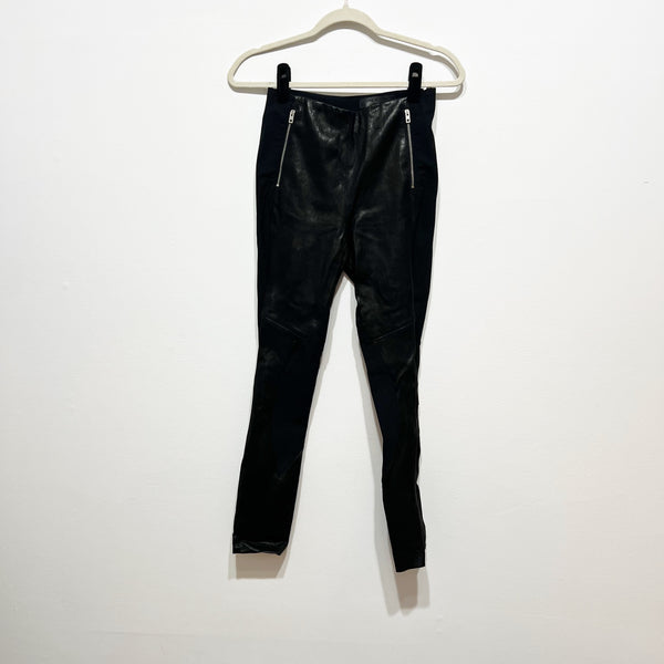 NEW Rag &amp; Bone Marissa Genuine Leather Mid Rise Skinny Leggings Pants Black 2&nbsp;