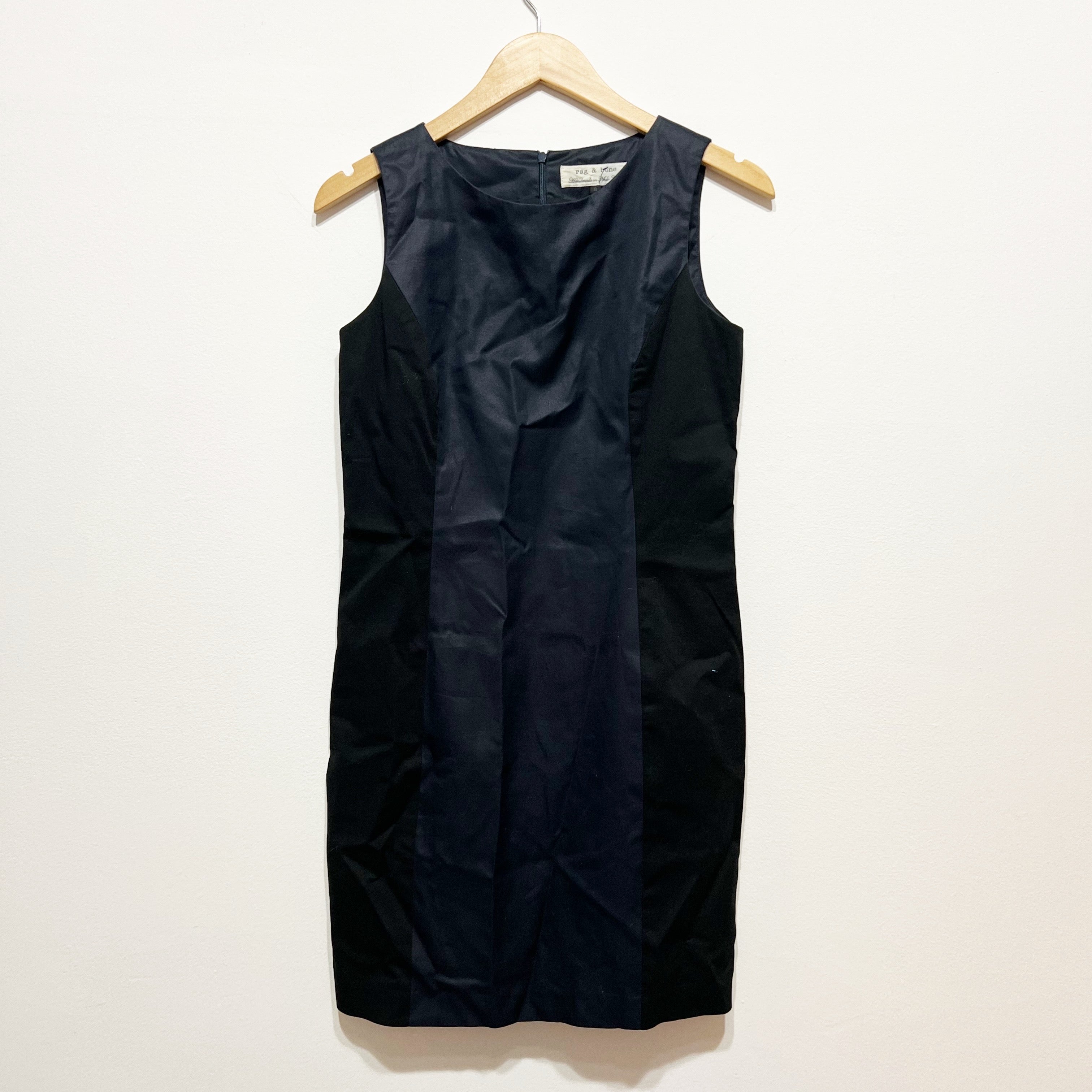 Rag & Bone Handmade In New York Cotton Poplin Sleeveless Mini Shift Dress Blue 8