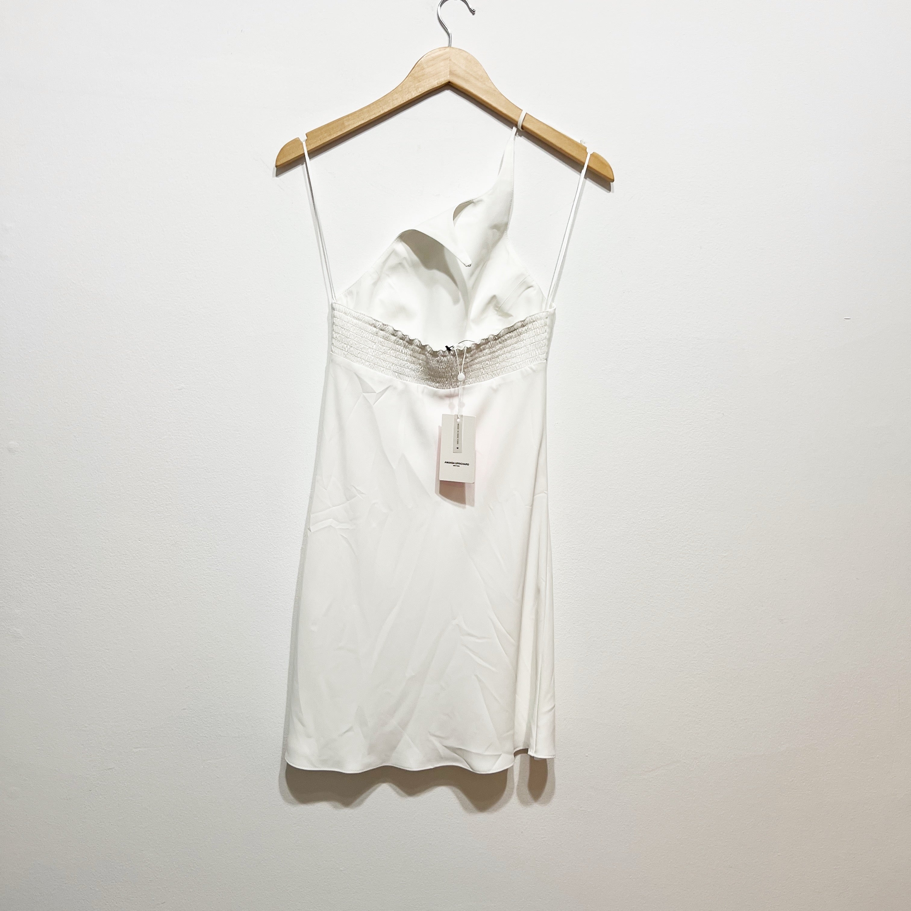 NEW Amanda Uprichard Canaria Sleeveless Halterneck Mini Shift Dress Ivory White
