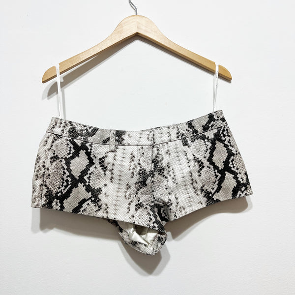 Retrofete Aven Genuine Leather Snake Python Animal Print Pattern Mini Shorts M