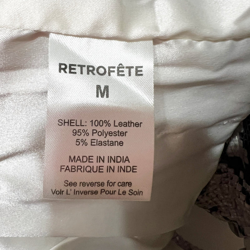 Retrofete Aven Genuine Leather Snake Python Animal Print Pattern Mini Shorts M