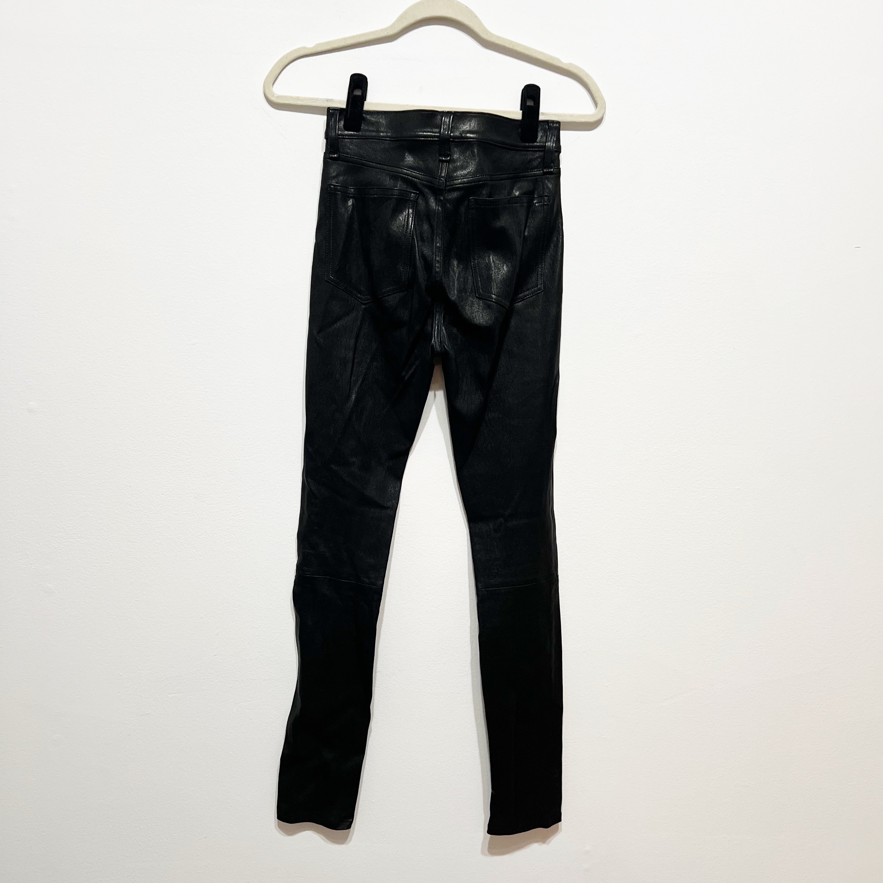 Rag & Bone Women's W1632l034BLK Genuine Leather High Rise Skinny Jeans Pants 24
