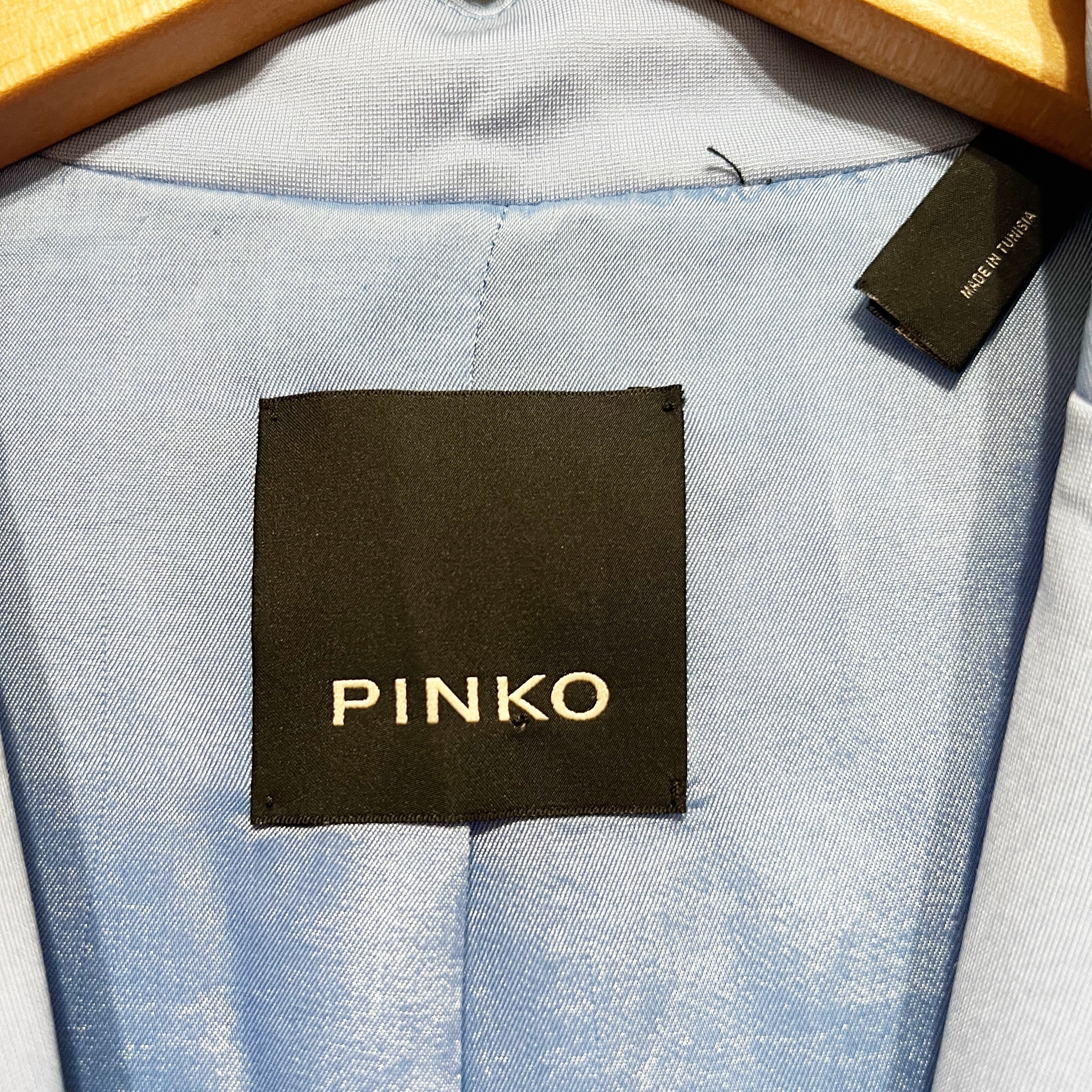 Pinko Women's Single Button Collared Suiting Blazer Suit Jacket Baby Blue 6