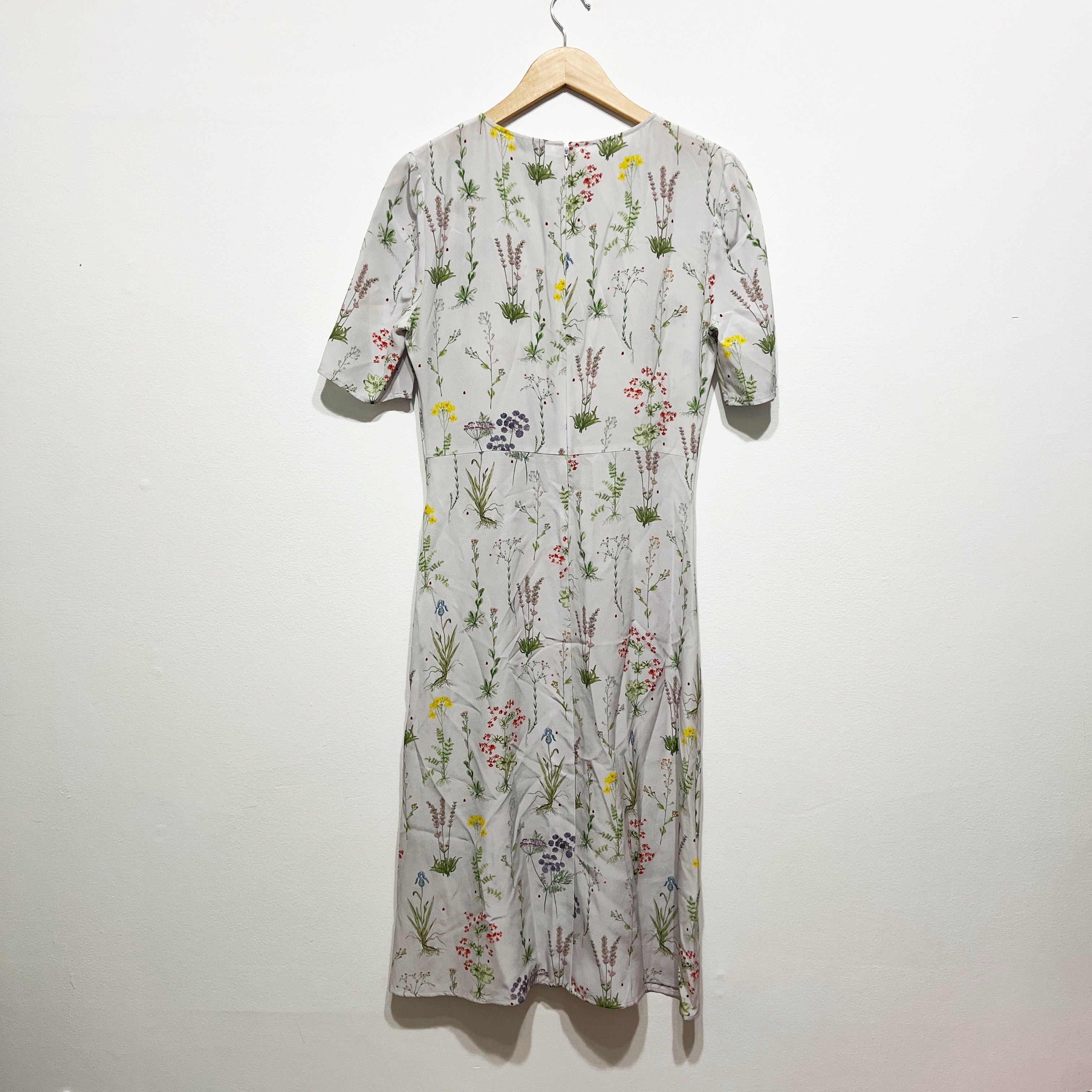 Altuzarra Sylvia Silk Chiffon Botanical Floral Print Pattern Ruched Midi Dress M