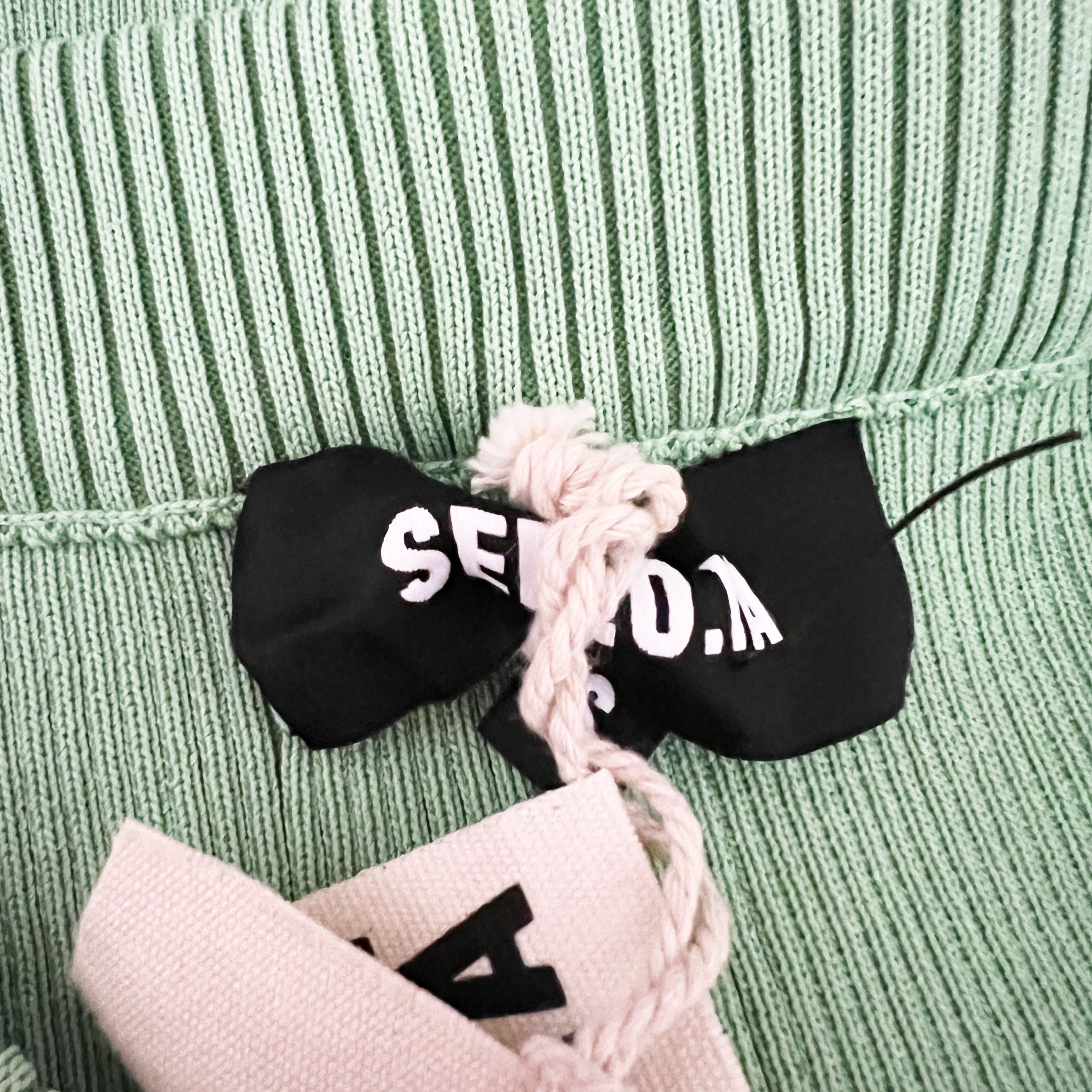 NEW Ser.O.Ya Lux Ribbed Sweater Knit Stretch Wide Leg Flare Pants Green Small