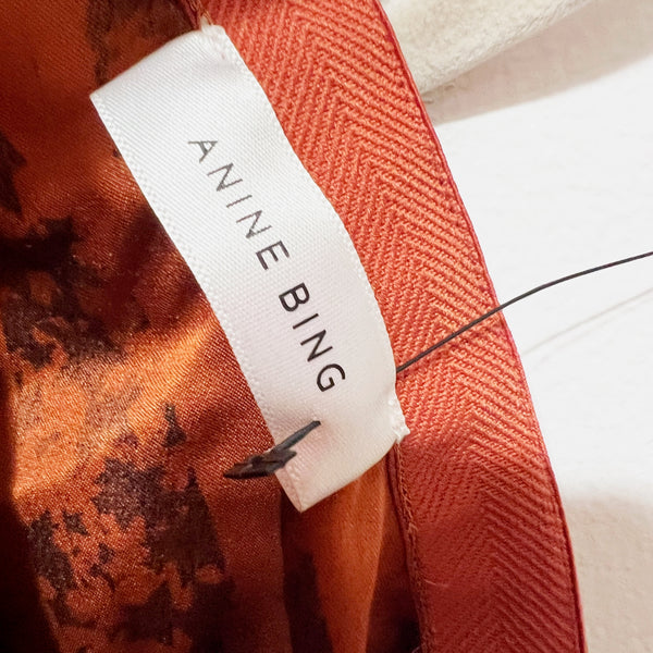 ANINE BING Bar Silk Satin Slip Midi Skirt Zebra Orange Animal Print Skirt XS