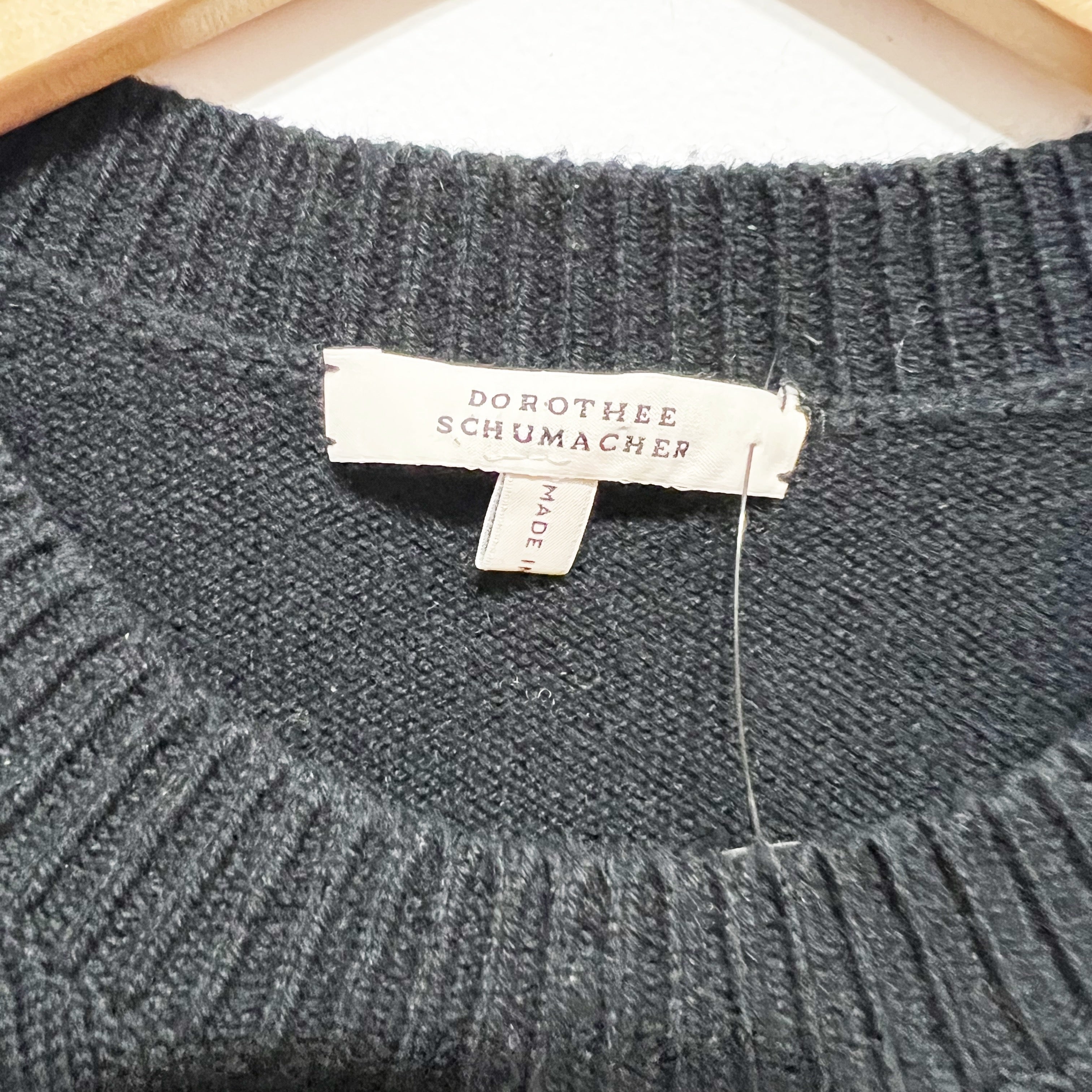 Dorothee Schumacher Wool Cashmere Knit Stretch Crew Neck Puff Sleeve Sweater XS