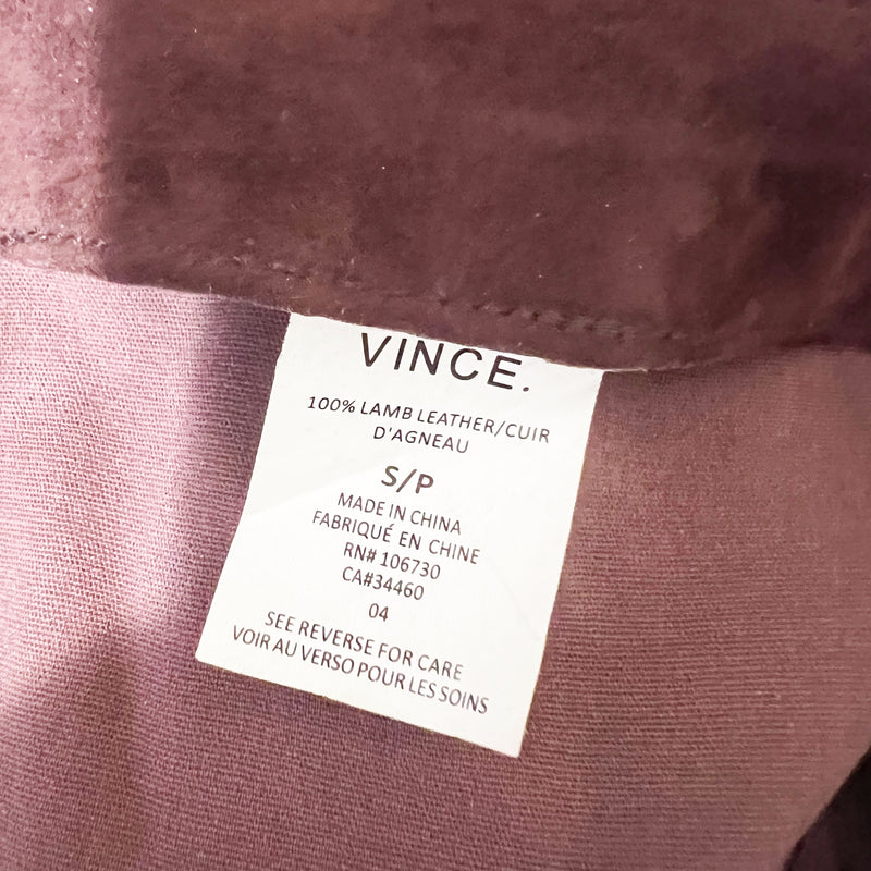 Vince Women's Genuine Suede Leather Mid Rise Ankle Crop Leggings Pants Burgundy&nbsp;