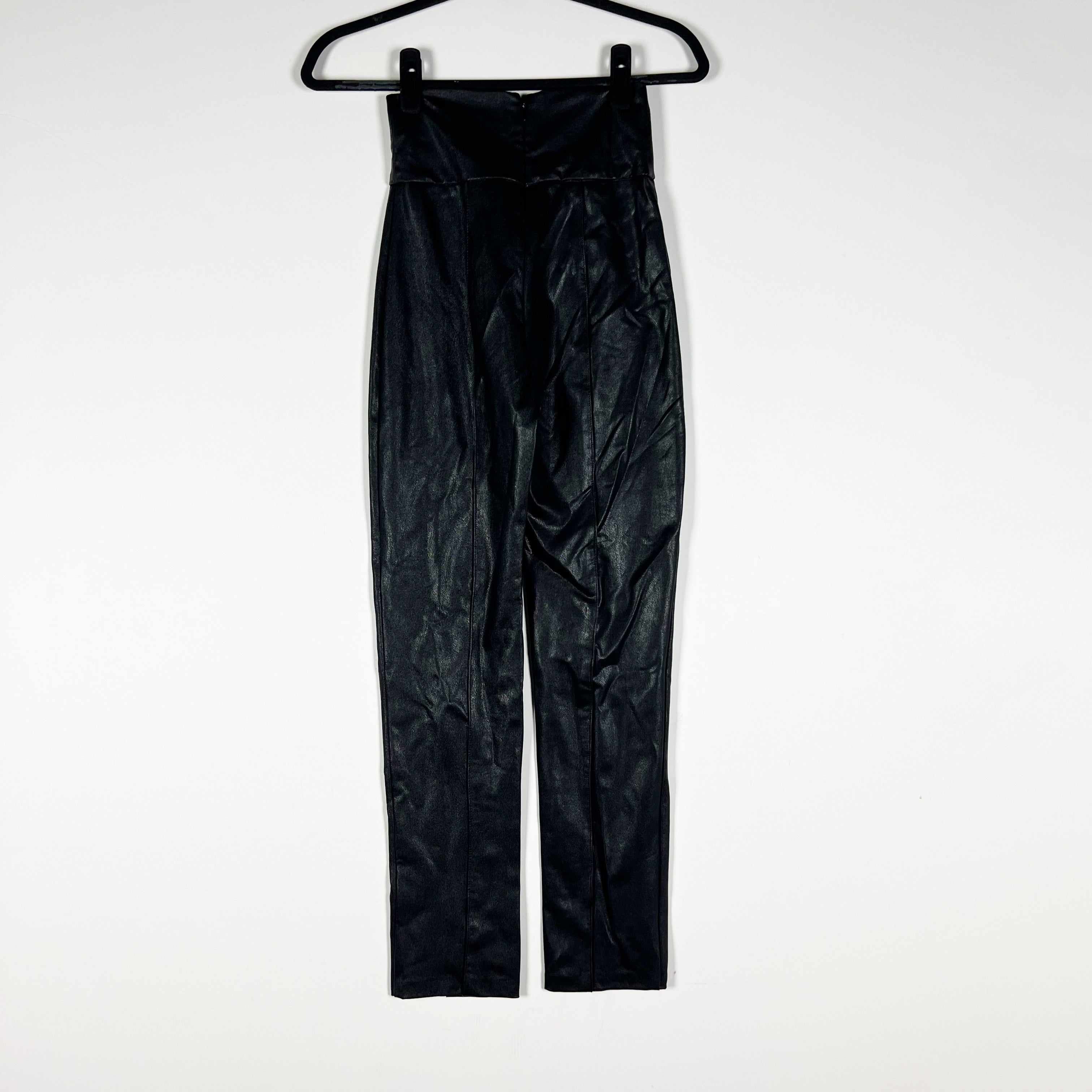 NEW Amanda Uprichard Romana Faux Vegan Leather High Waisted Ankle Crop Pants XS