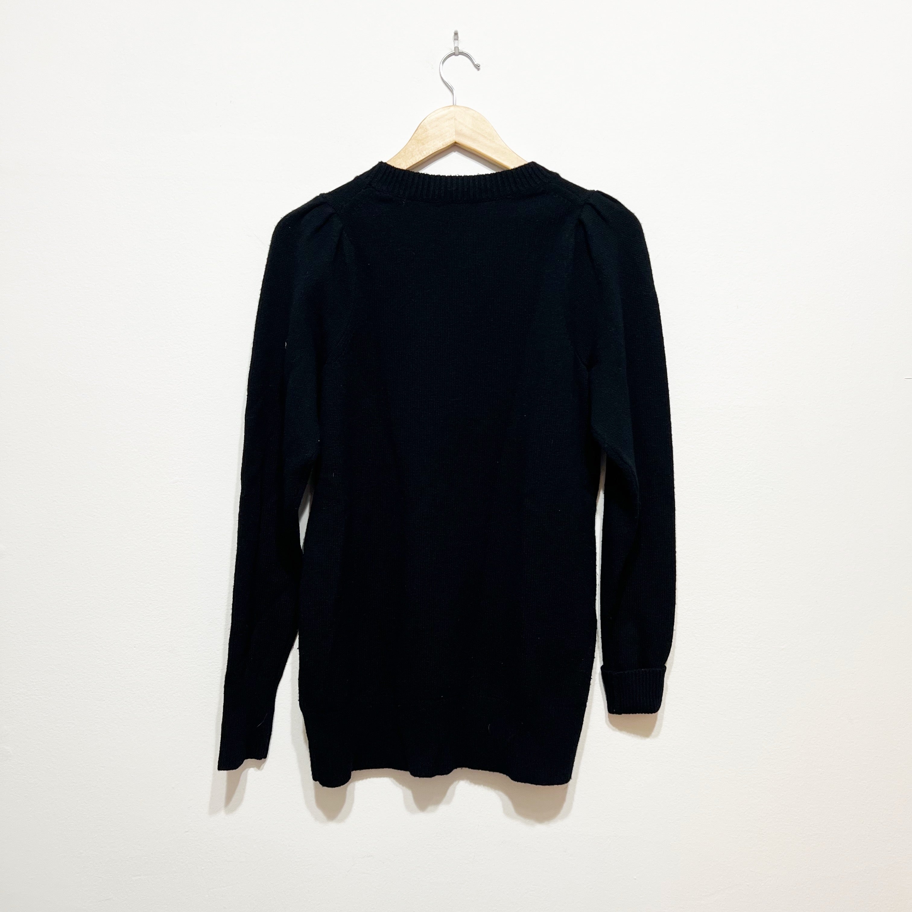 Dorothee Schumacher Wool Cashmere Knit Stretch Crew Neck Puff Sleeve Sweater XS