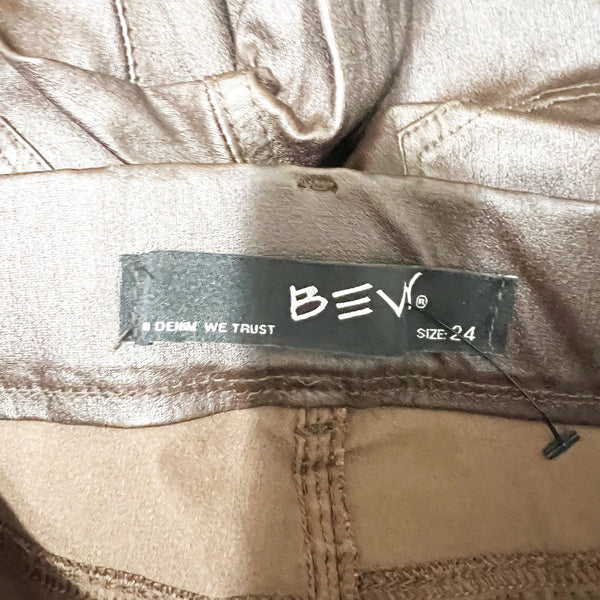 Bevy Women's Cotton Canvas Coated High Waisted Button Fly Skinny Jeans Pants 24