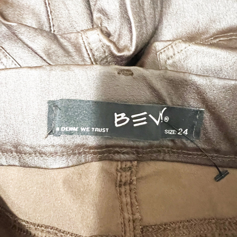 Bevy Women's Cotton Canvas Coated High Waisted Button Fly Skinny Jeans Pants 24
