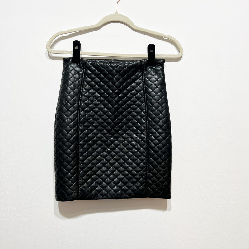 NEW Generation Love Aiza Quilted Faux Vegan Leather Pencil Mini Skirt Black 4