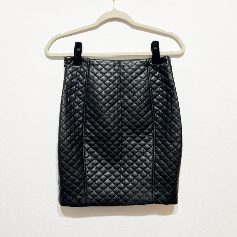 NEW Generation Love Aiza Quilted Faux Vegan Leather Pencil Mini Skirt Black 4
