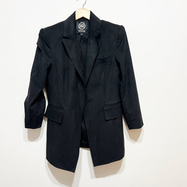 212 Goods J030 Gansevoort Faux Vegan Suede Leather Open Front Jacket Blazer 10